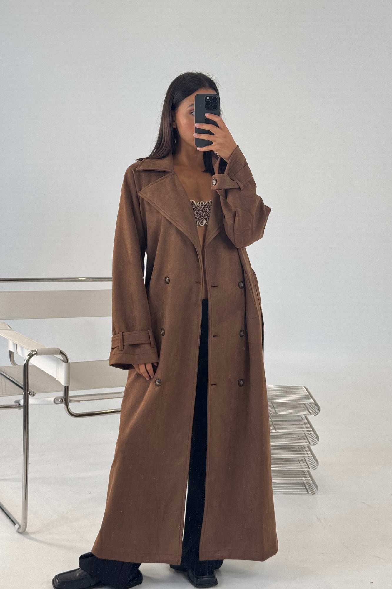 Peppa Suede Trench Brown
