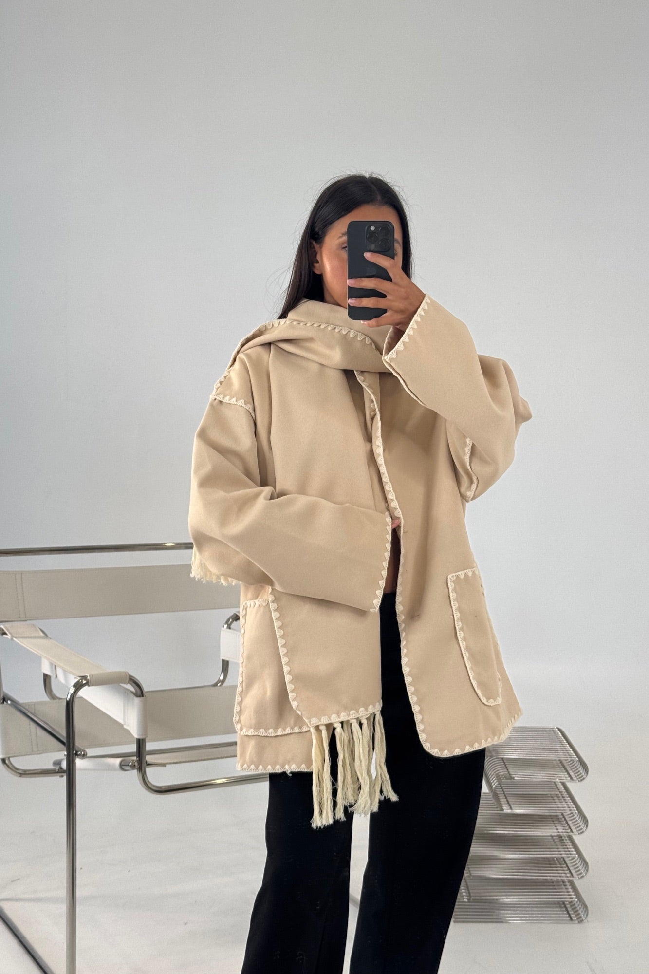 Alaska Scarf Jacket Beige - FINAL SALE