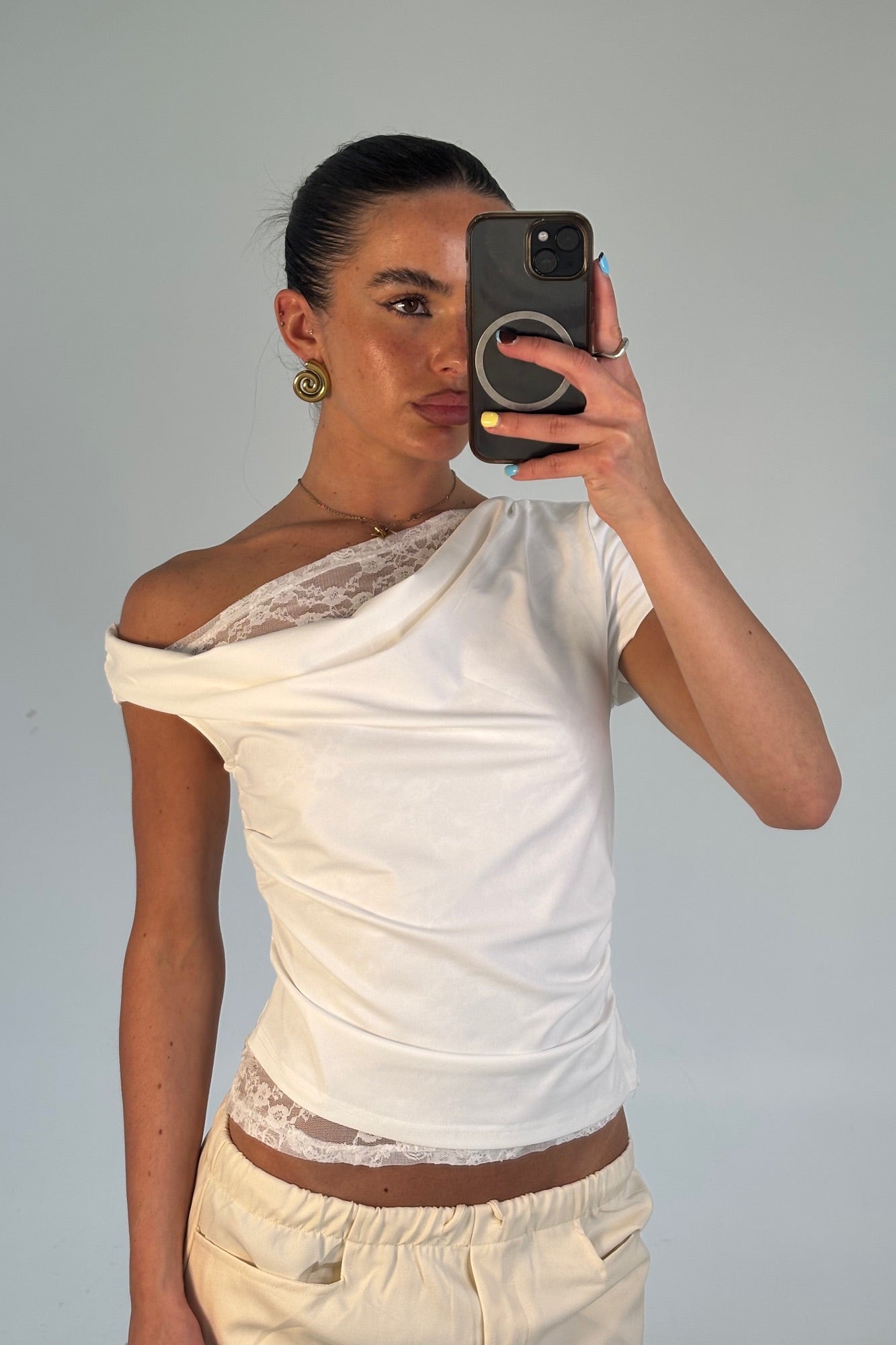 Belle Lace Top White