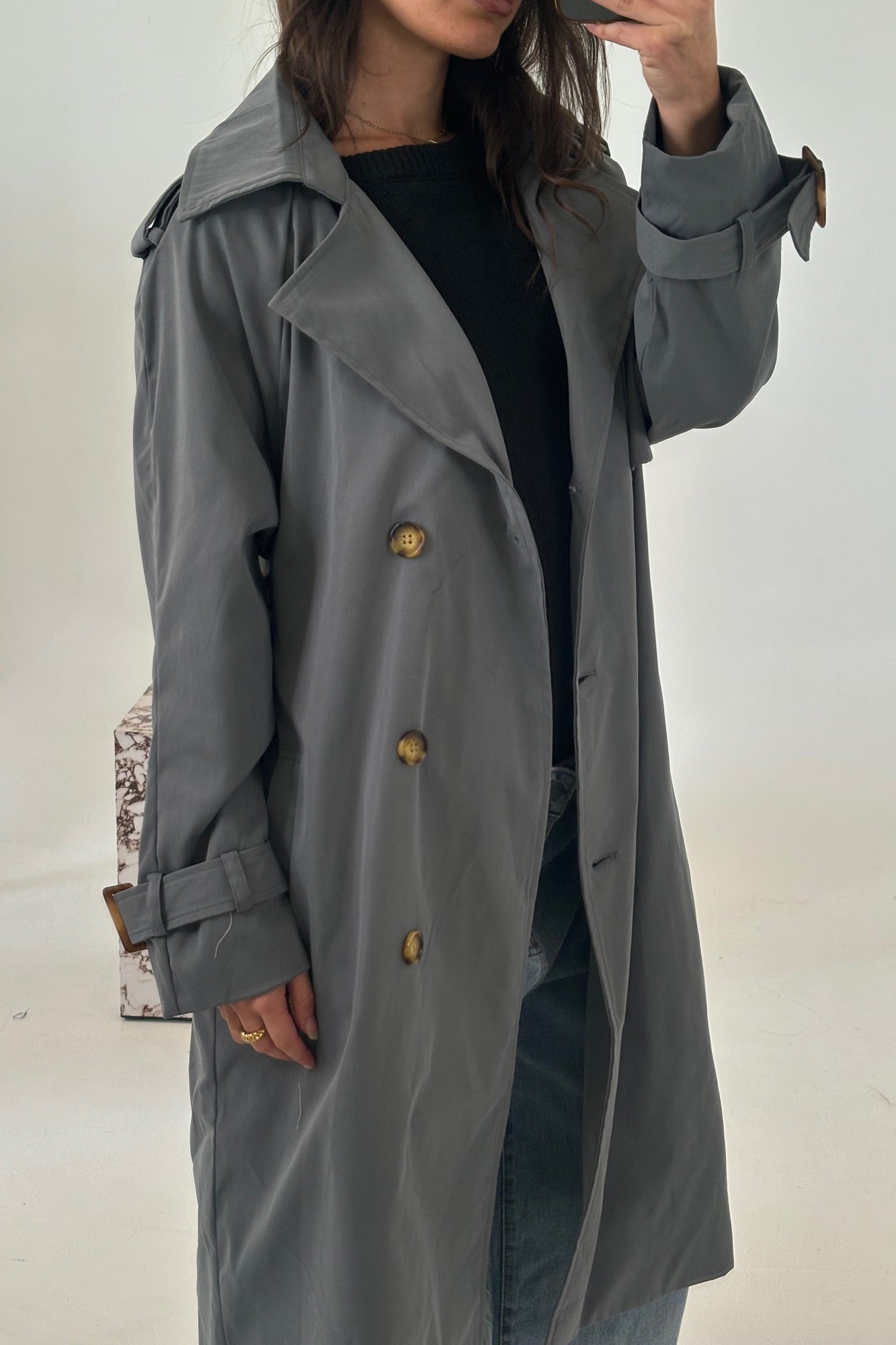 Lia Trench Dark Grey