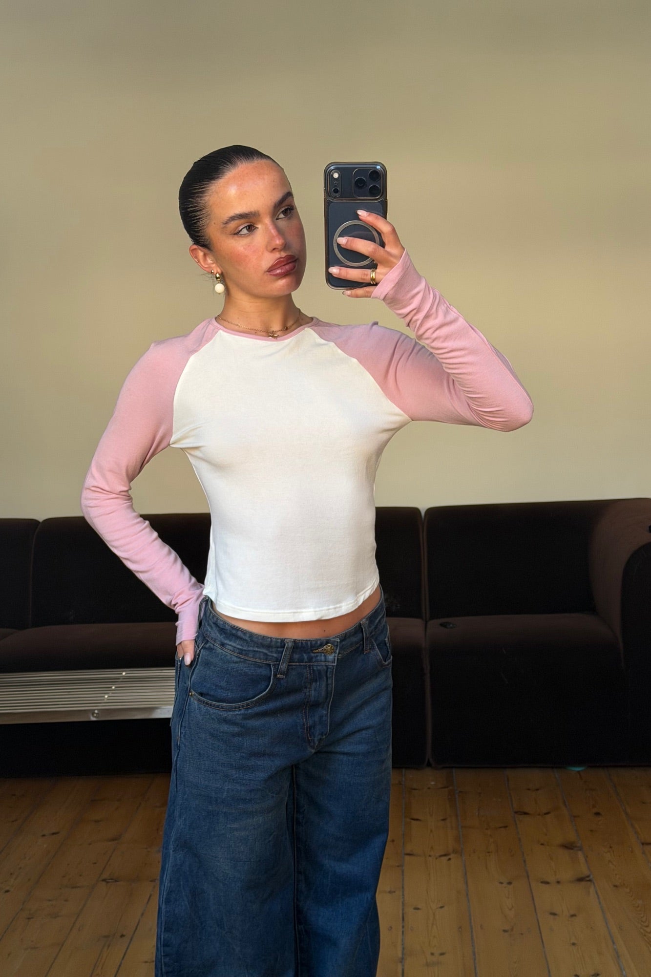 Aluna Long Sleeve Candy/Beige