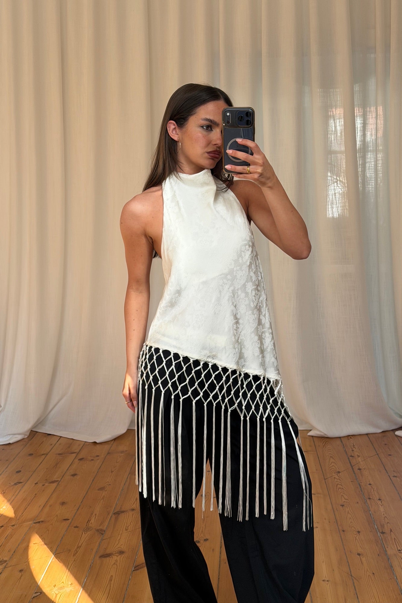 Yasmina Fringe Top Ivory