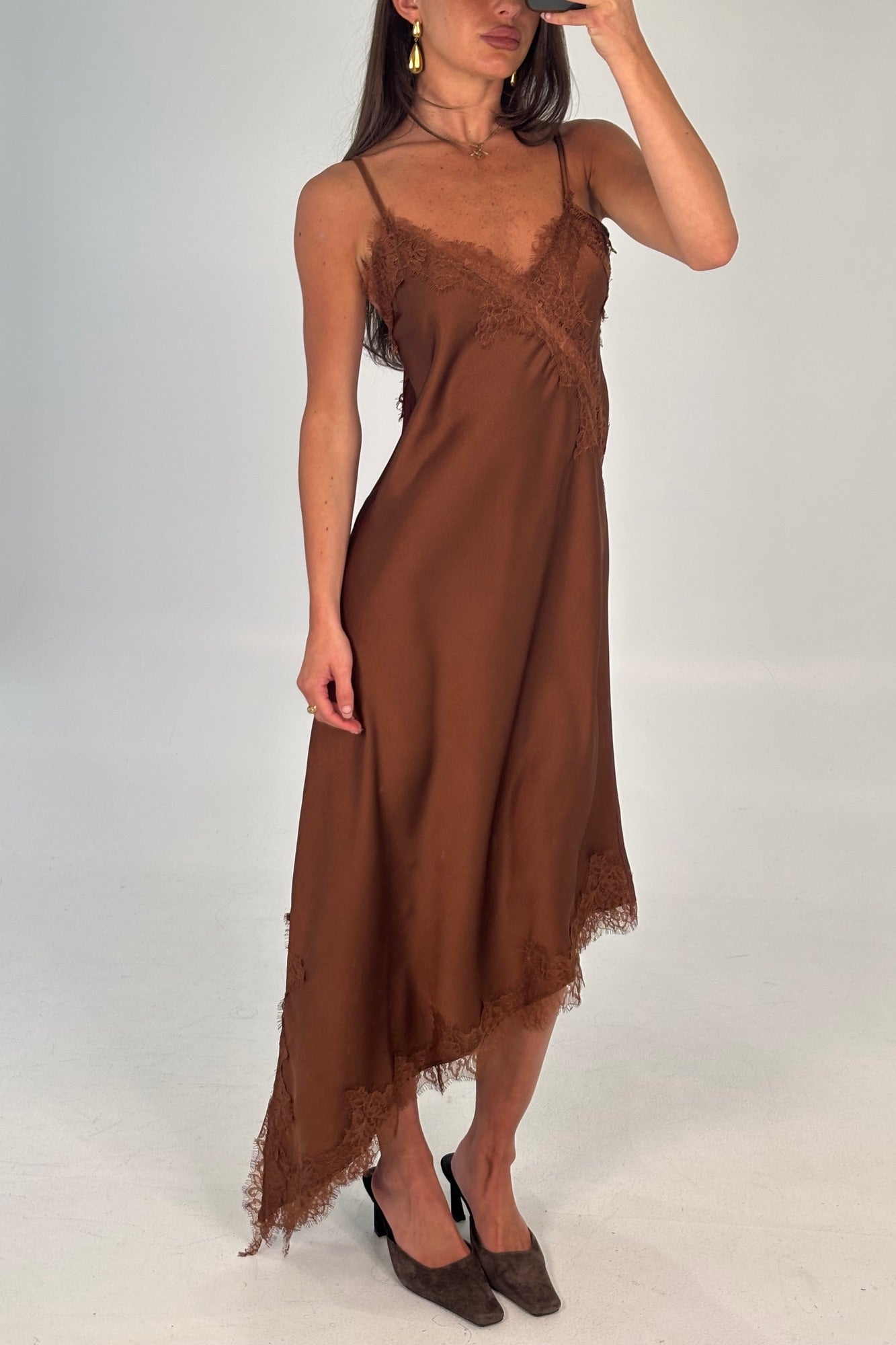 Blair Lace Midi Dress Chocolate