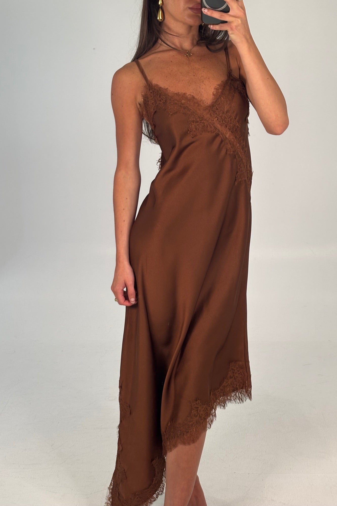 Blair Lace Midi Dress Chocolate