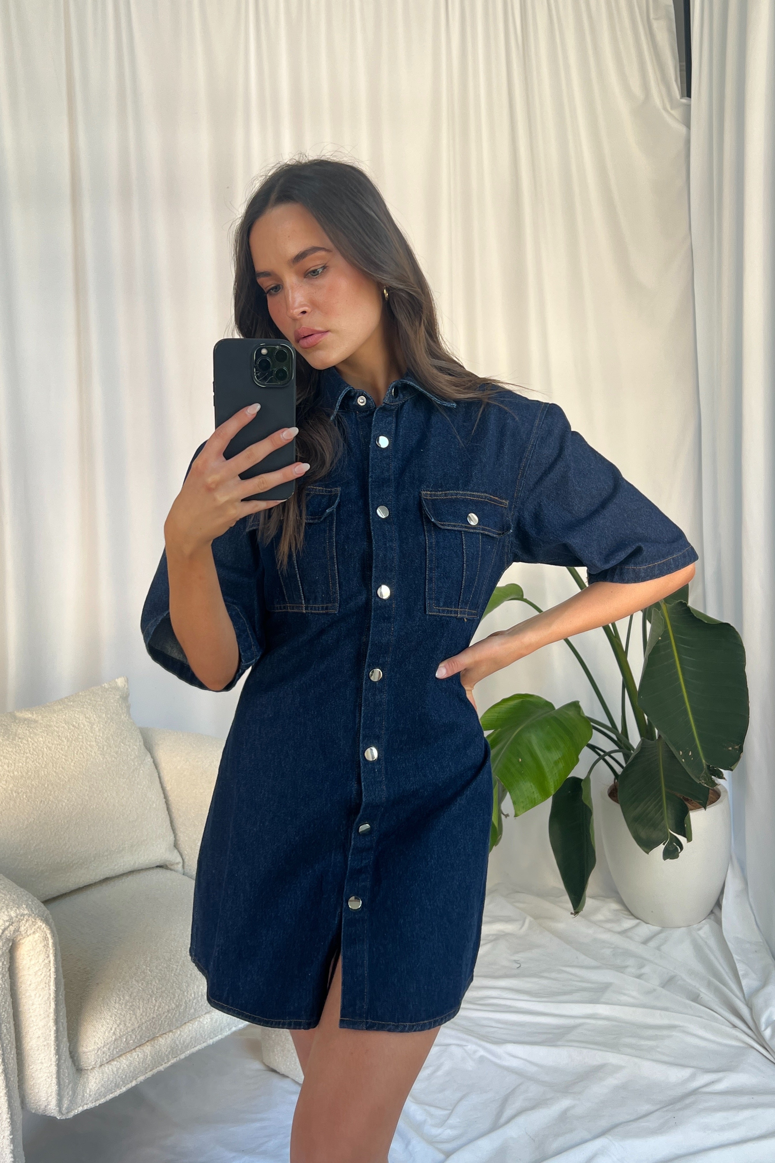 Kaneisha Denim Dress Dark Denim