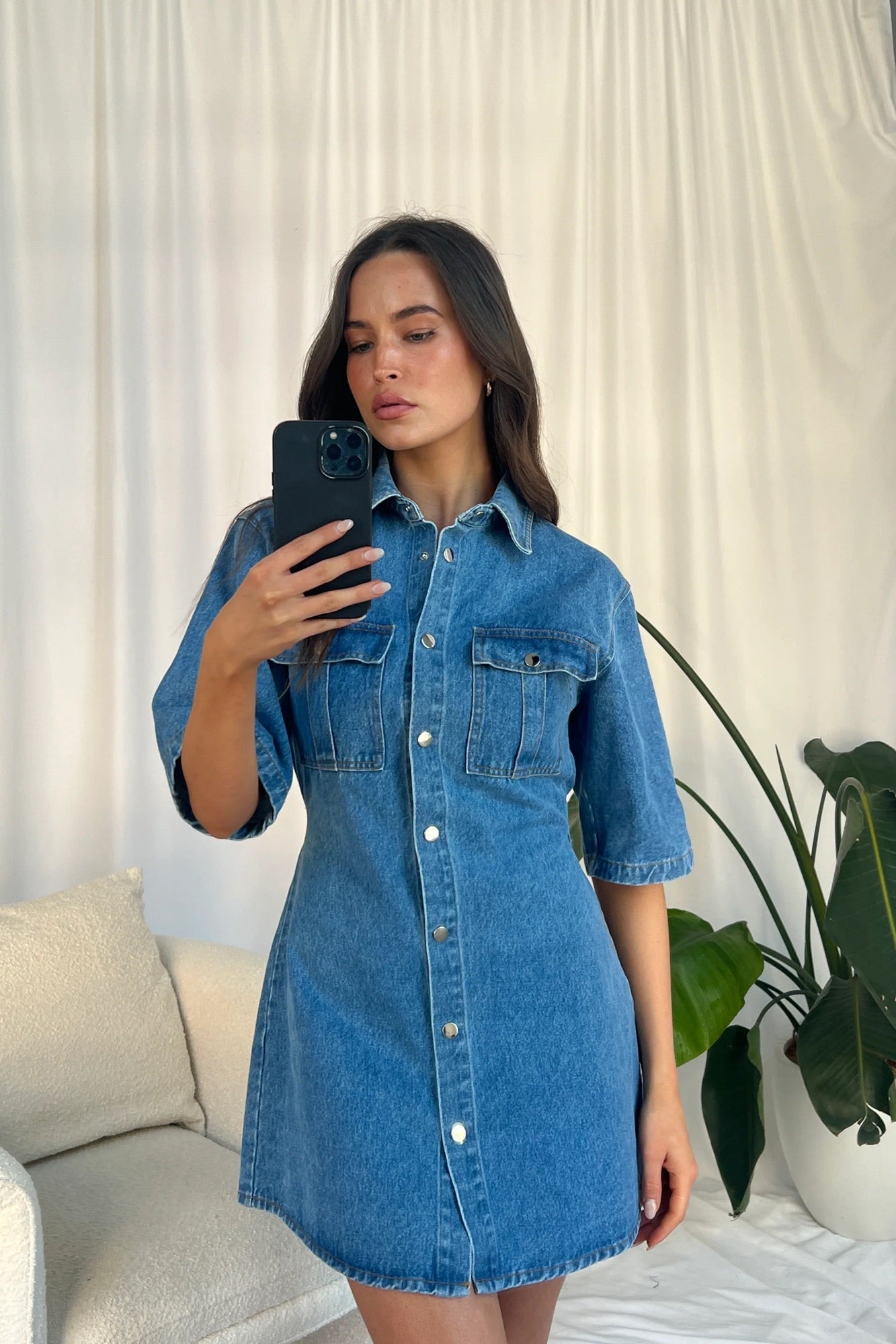 Kaneisha Denim Dress Light Blue