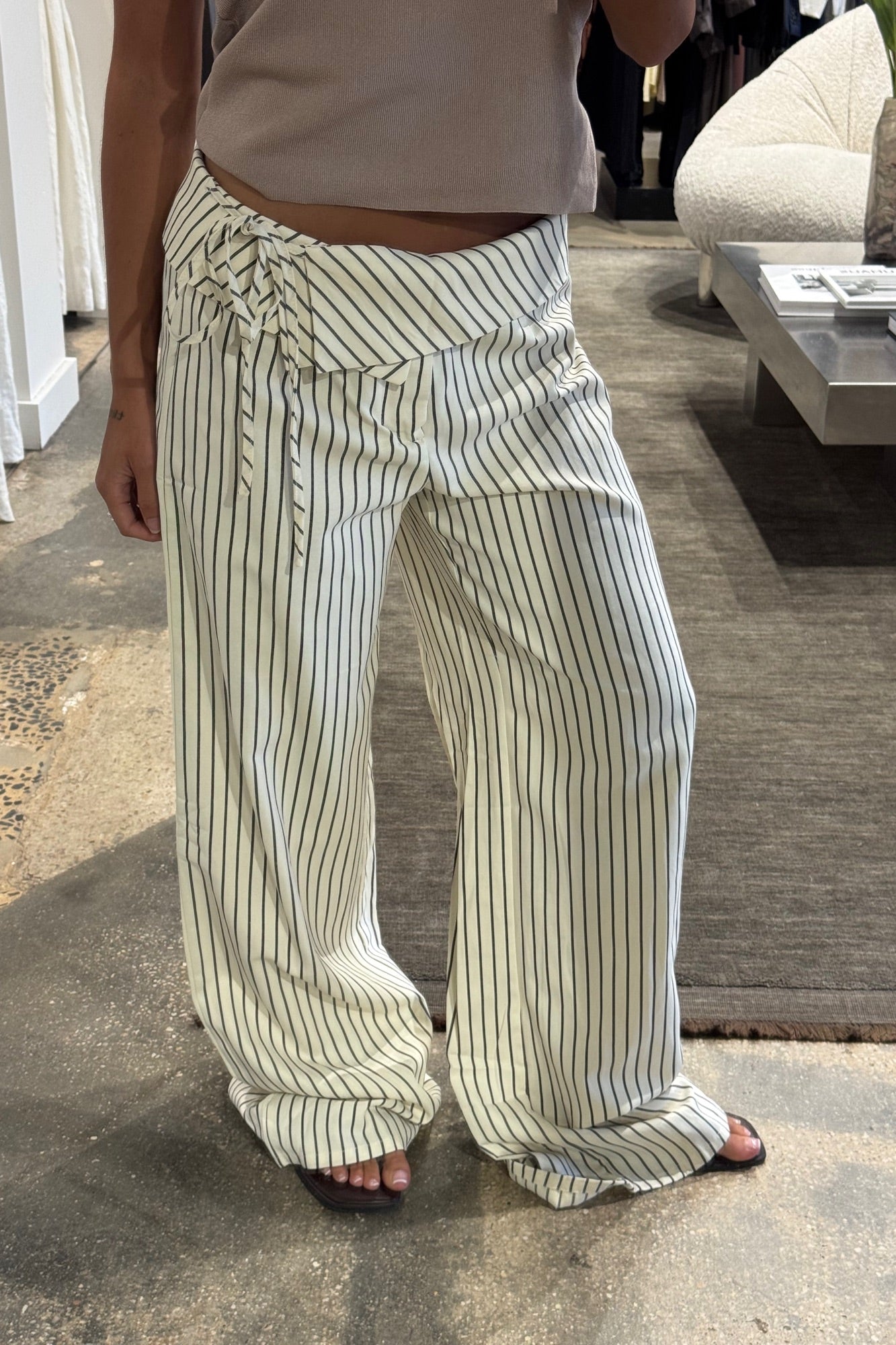 Gemma Pant Beige Stripe