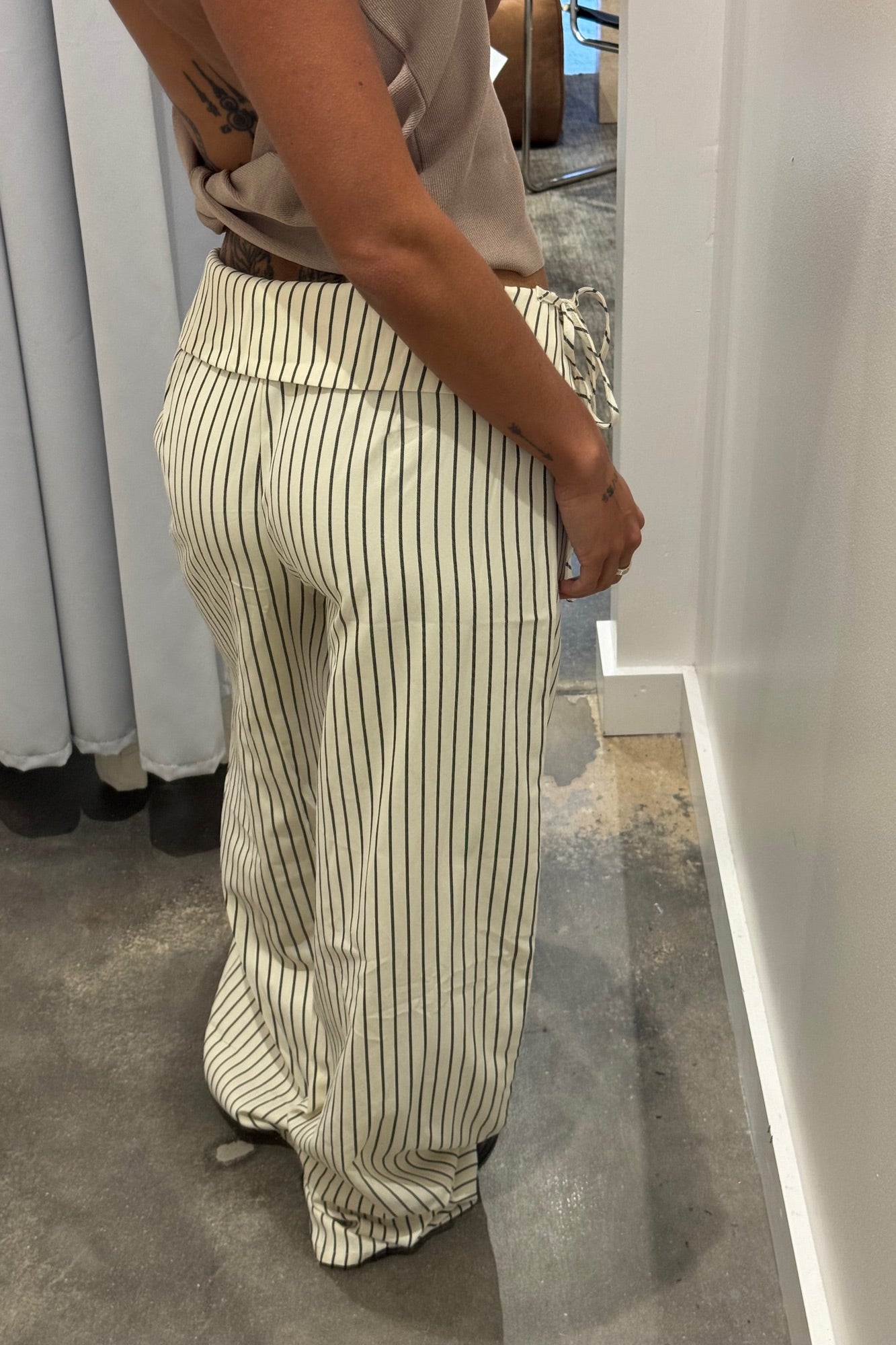 Gemma Pant Beige Stripe