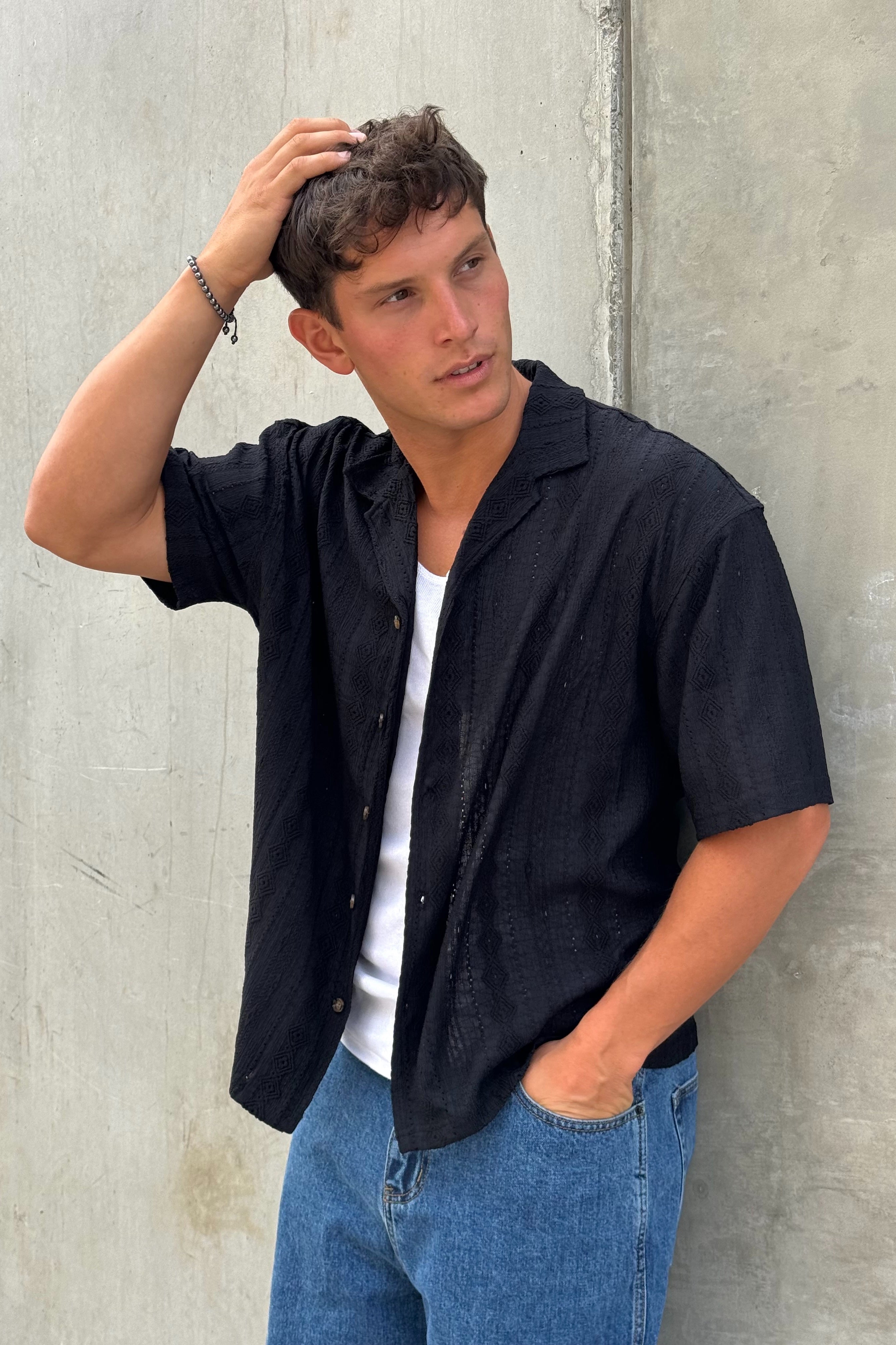 Raf Cropped Shirt Aztec Black
