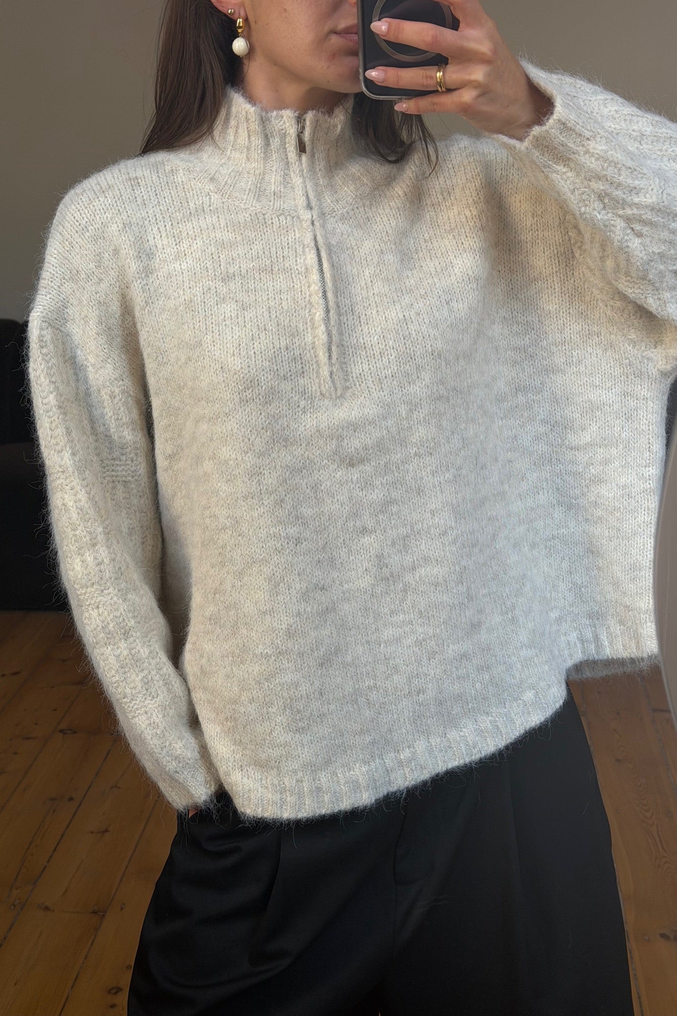 Edie Zip Up Knit Oat
