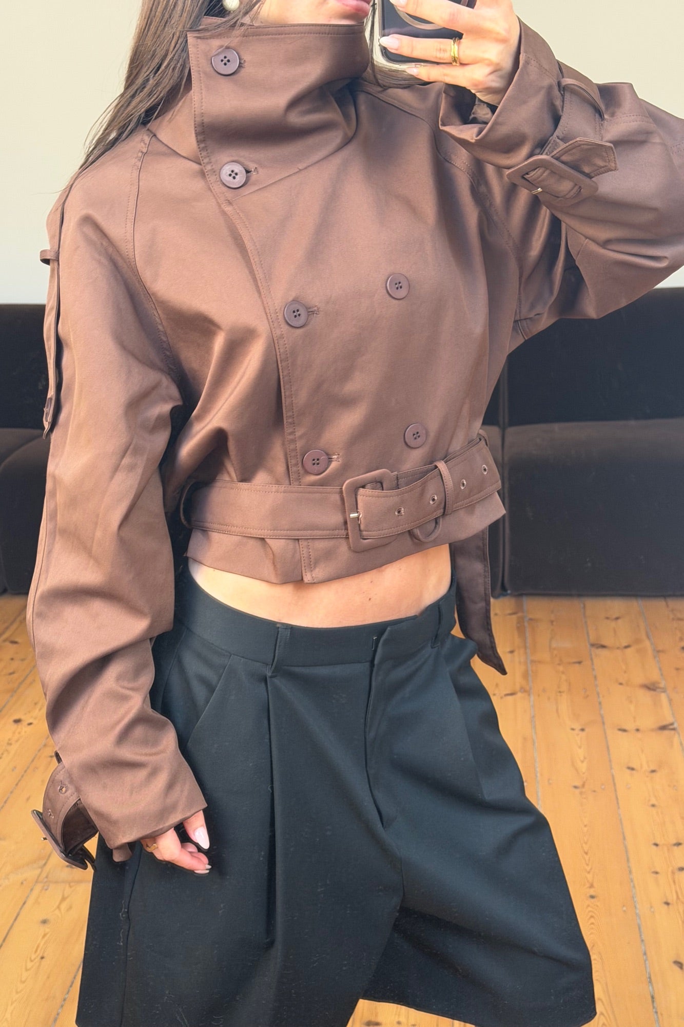 Blanc Cropped Trench Chocolate