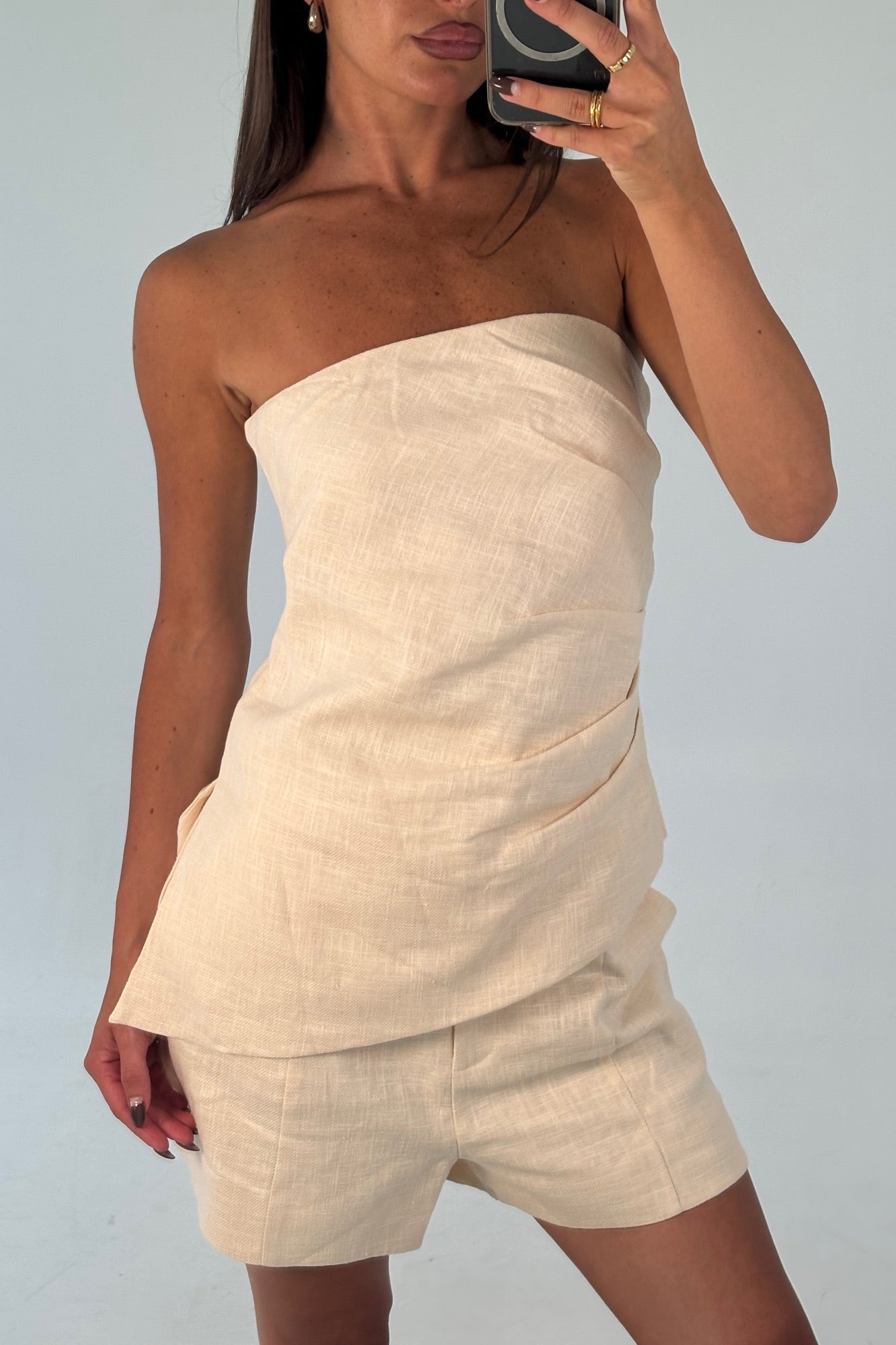 Veena Strapless Top Cream