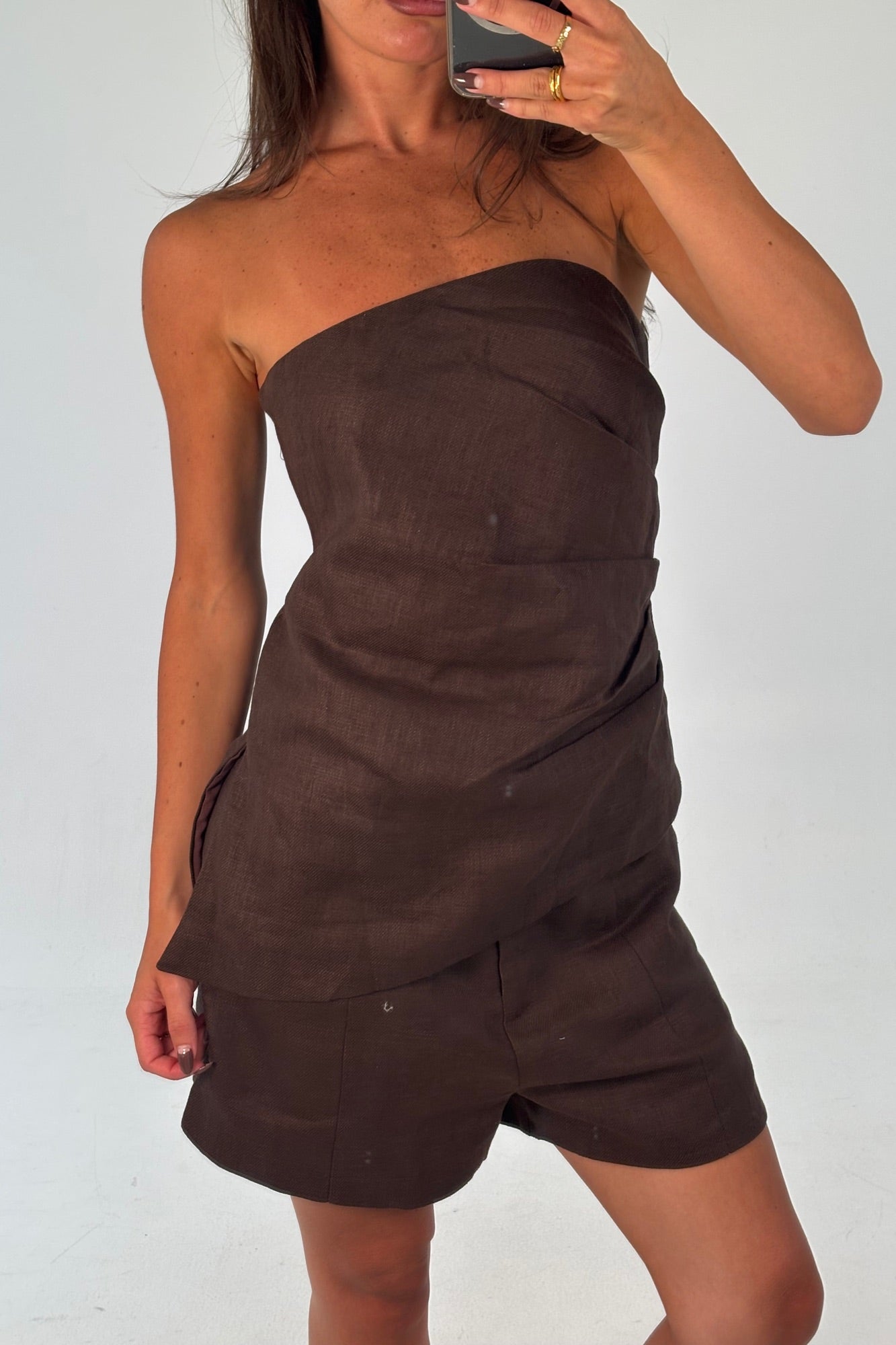 Veena Strapless Top Chocolate