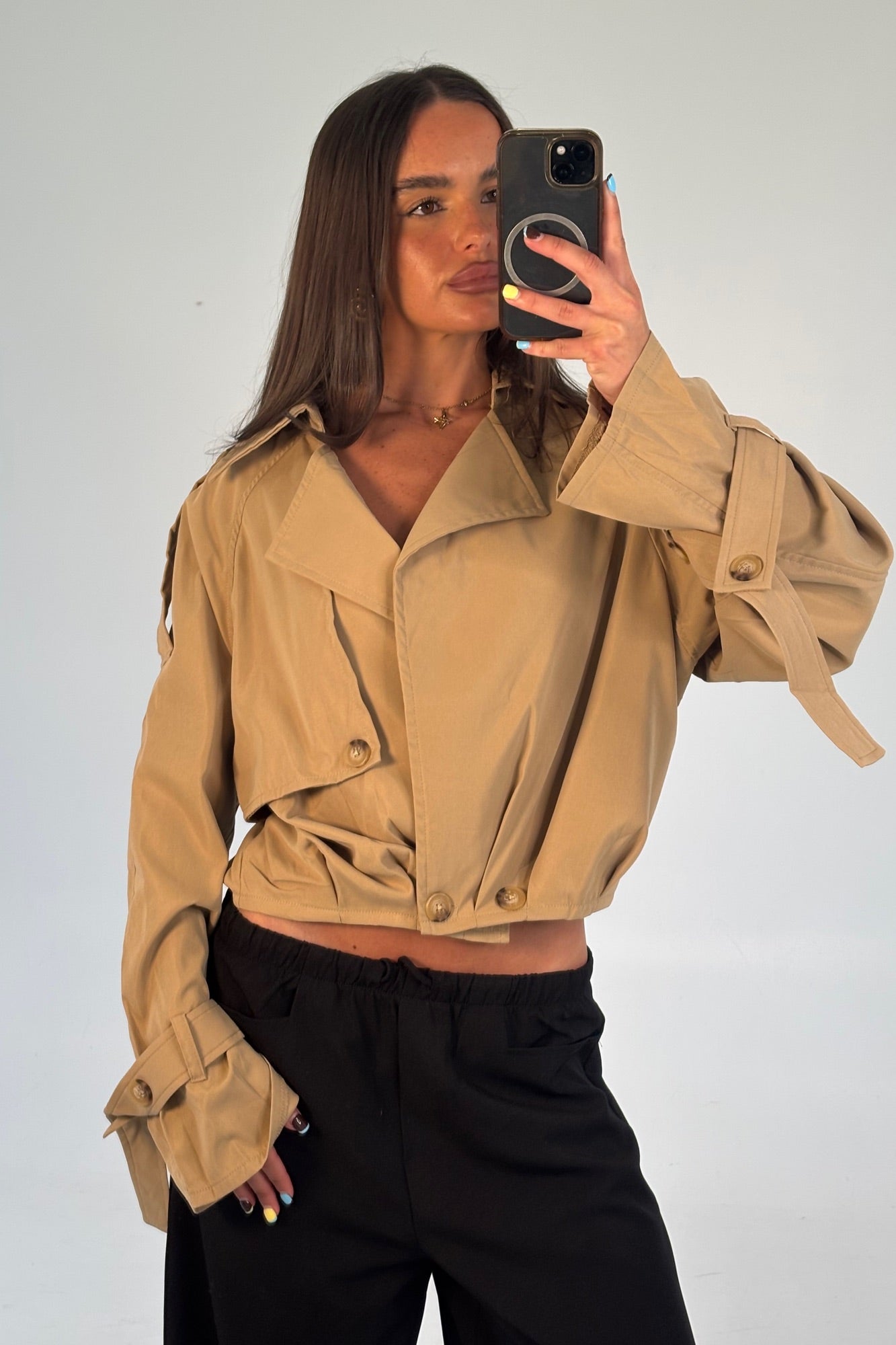 Elvira Cropped Trench Beige