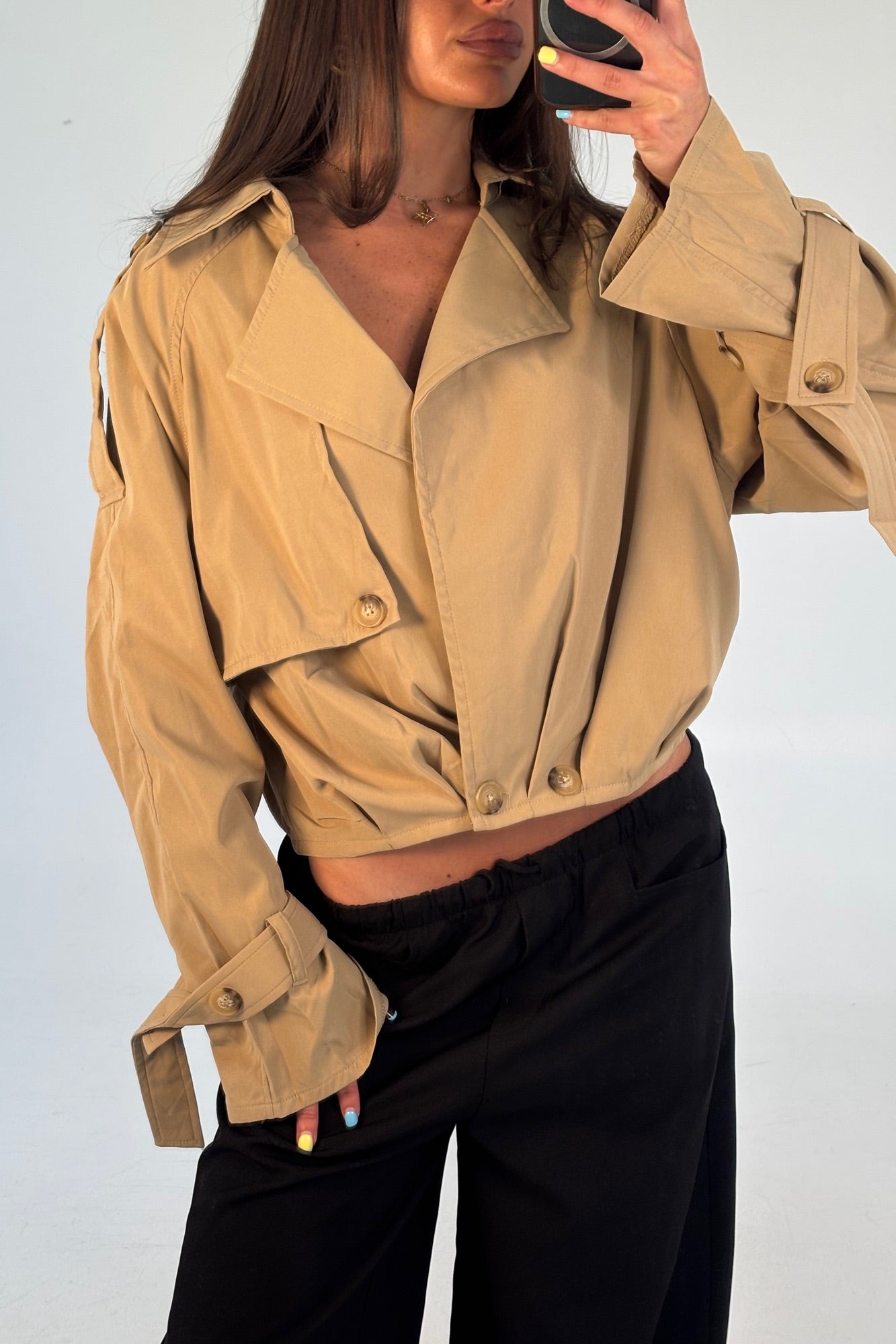 Elvira Cropped Trench Beige