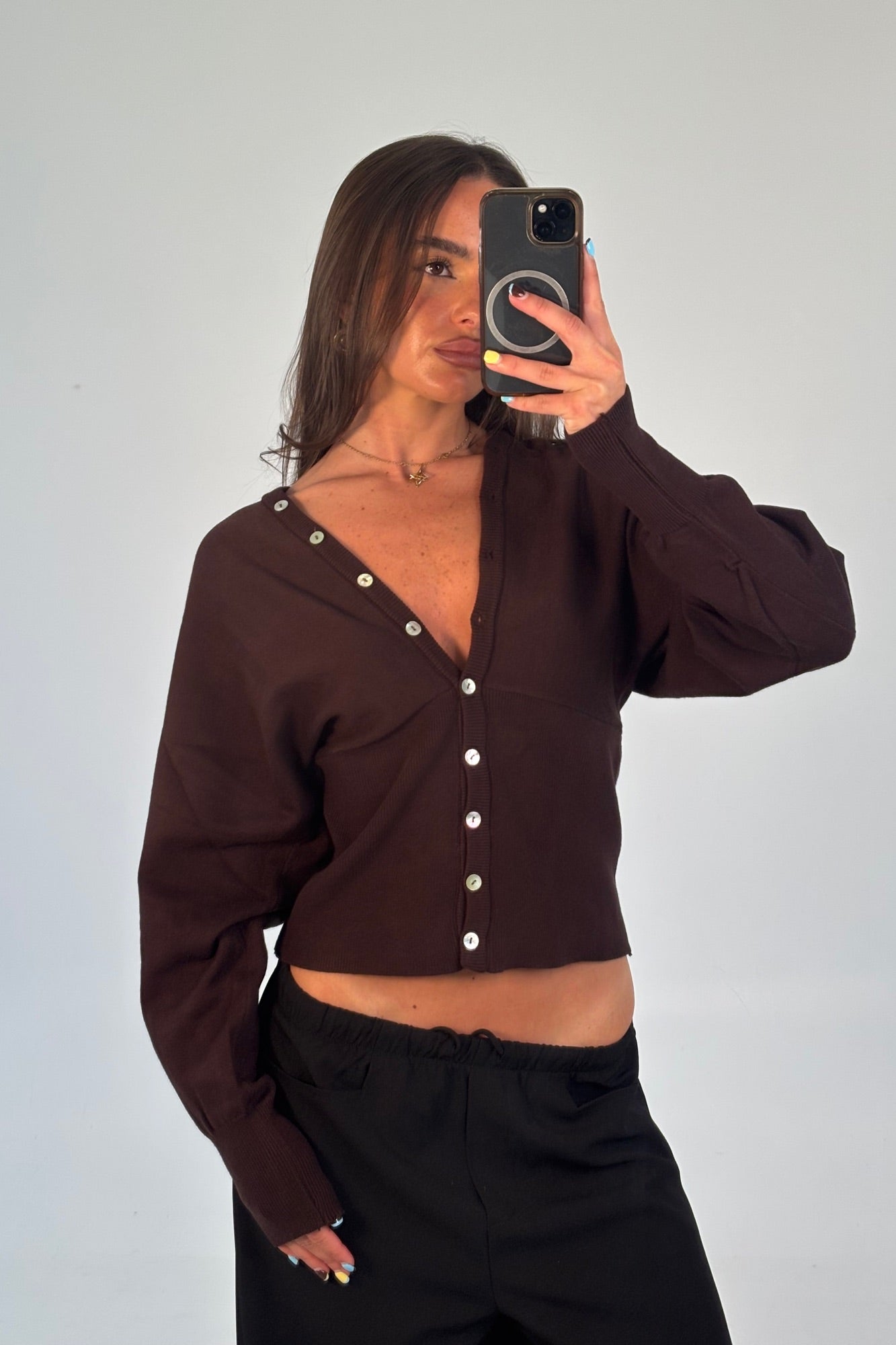 Taya Button Up Chocolate