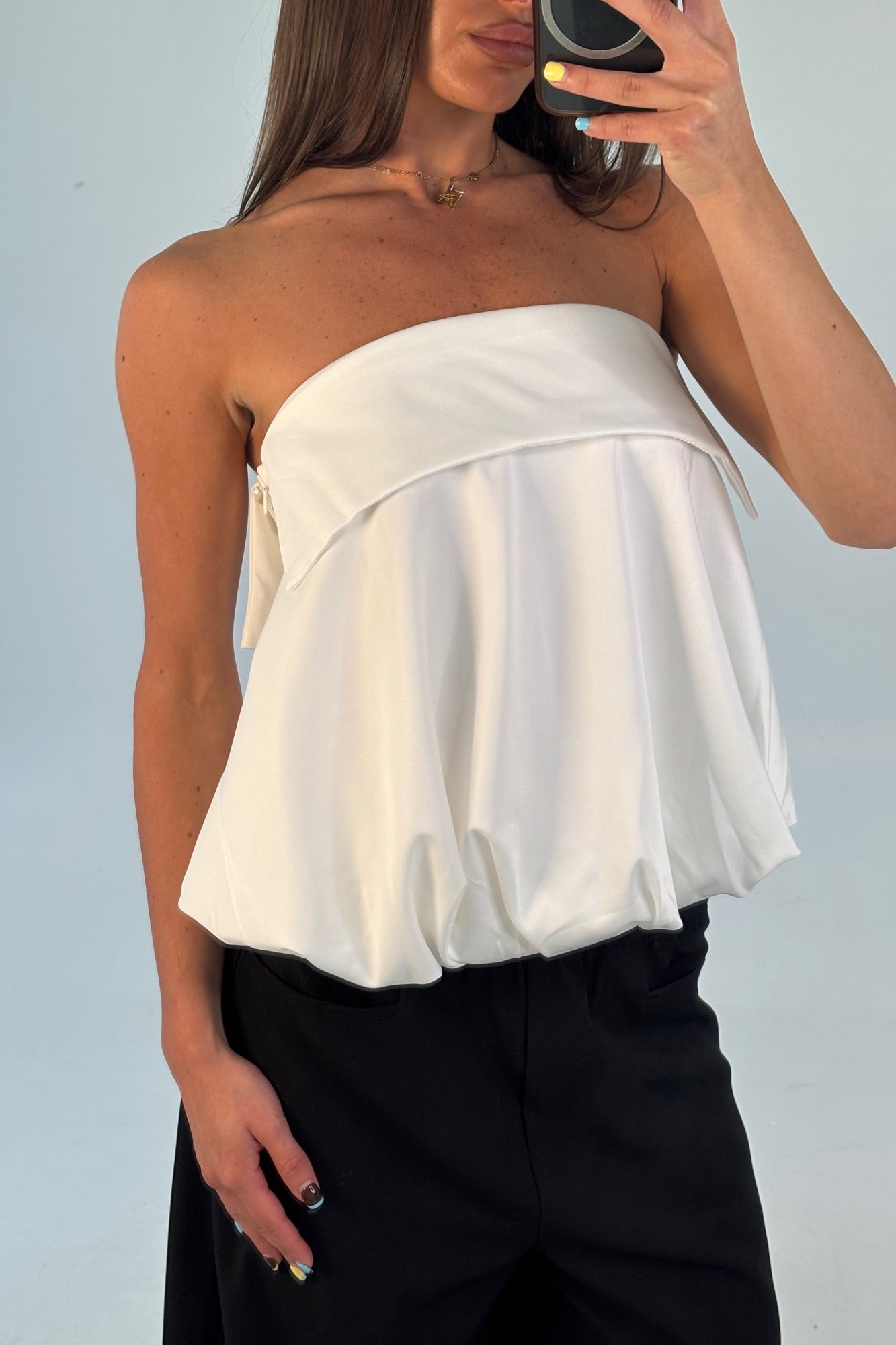 Gracie Strapless Top White