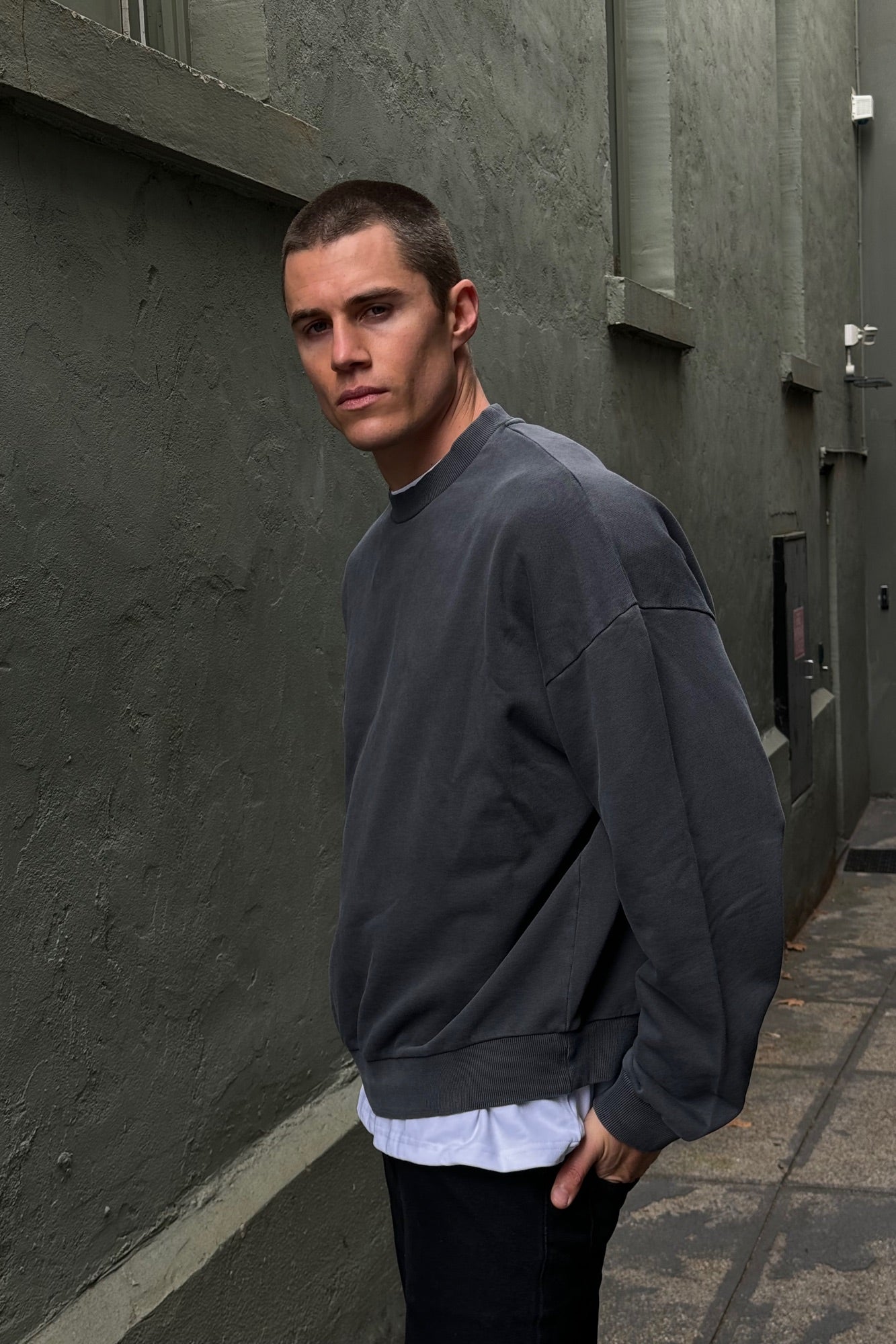 Francis Drop Sleeve Sweater Wash Black - FINAL SALE