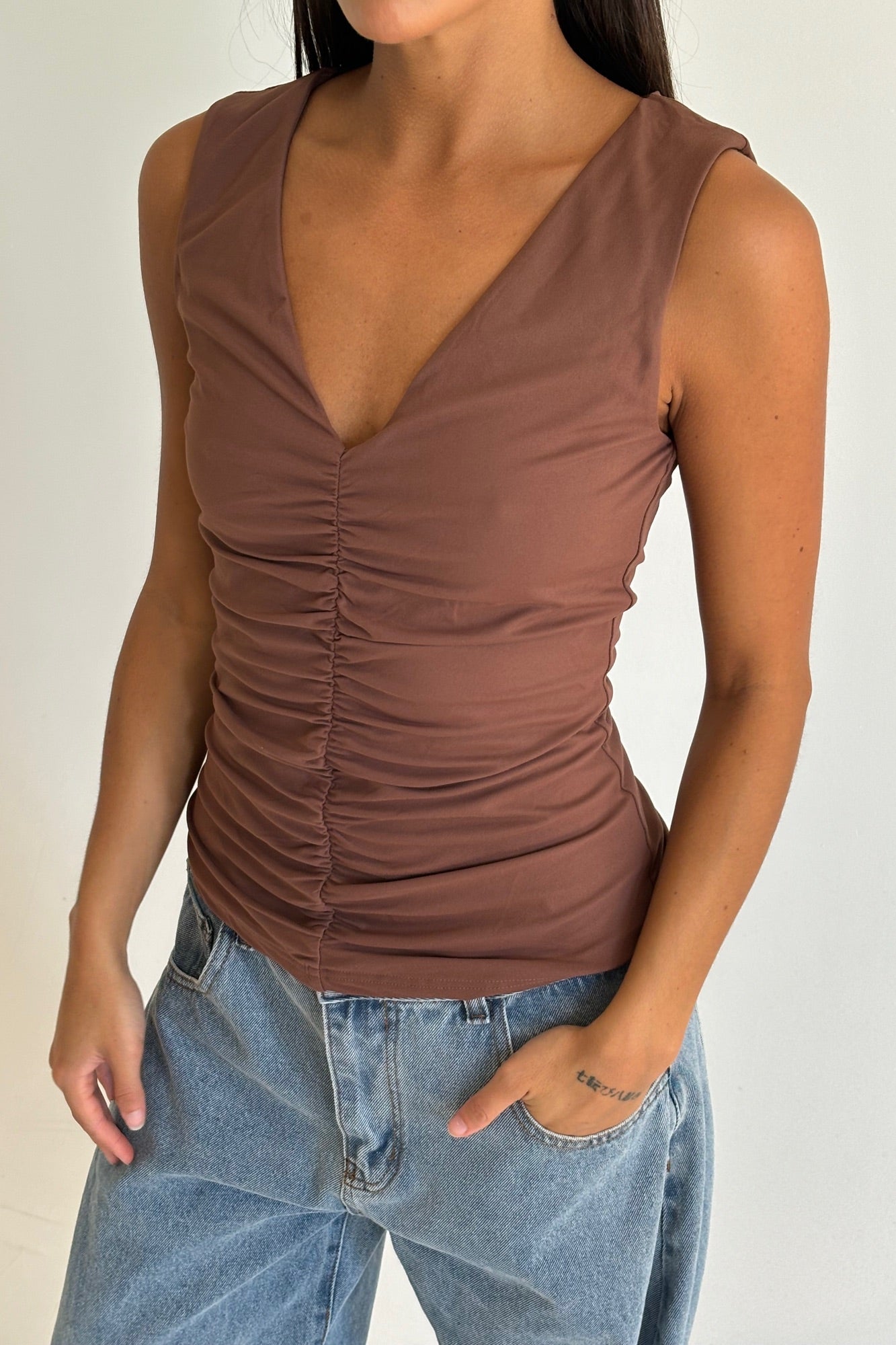 Corinne Top Chocolate - FINAL SALE