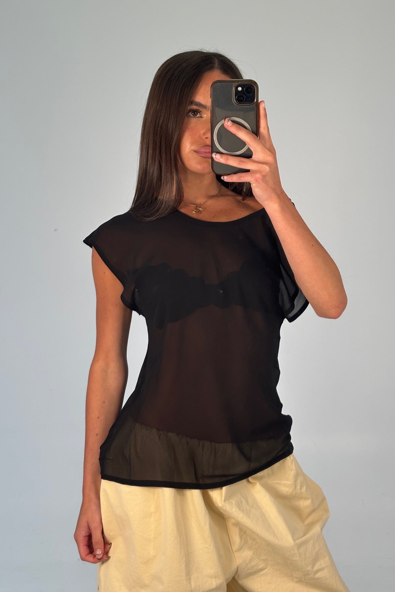 Camille Sheer Top Black
