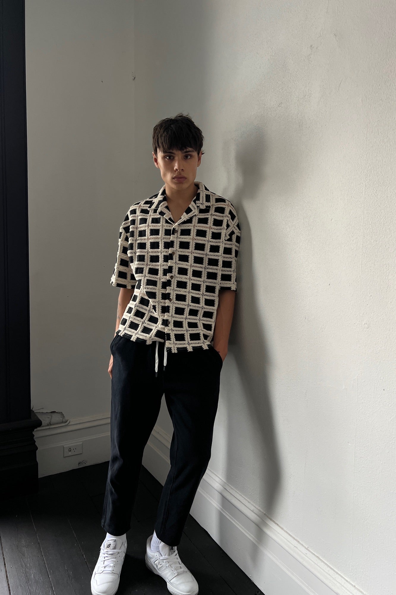 Drop 1 Premium Check Weave Shirt Black