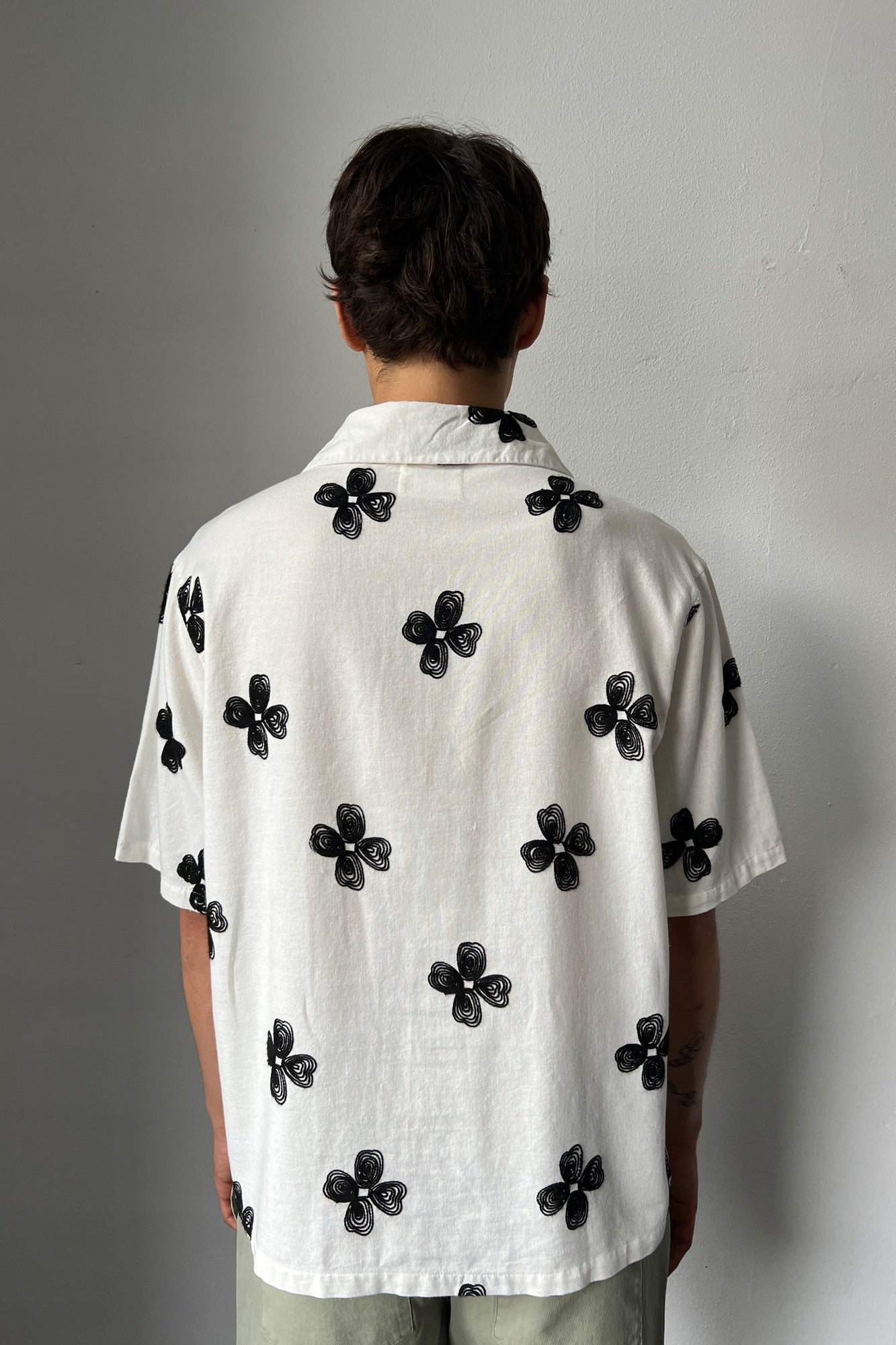 Drop 1 Premium Floral Weave Shirt White
