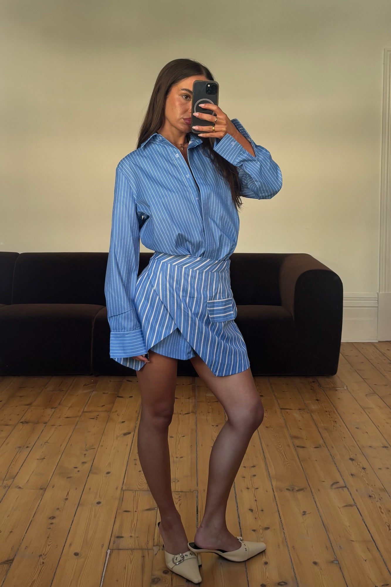 Daria Layered Shirt Dress Blue