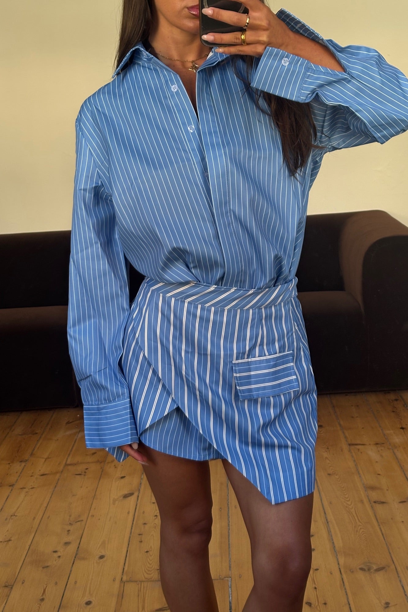 Daria Layered Shirt Dress Blue