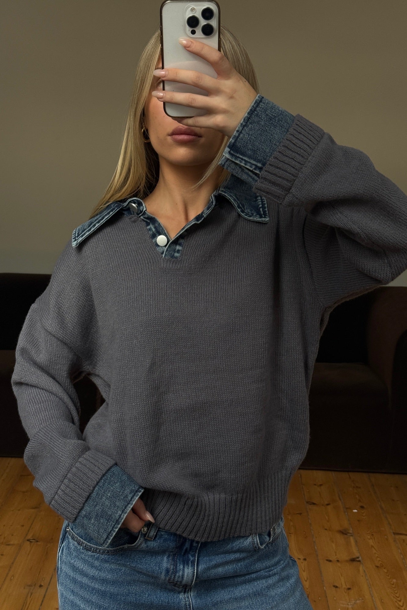 Marita Knit Jumper Charcoal
