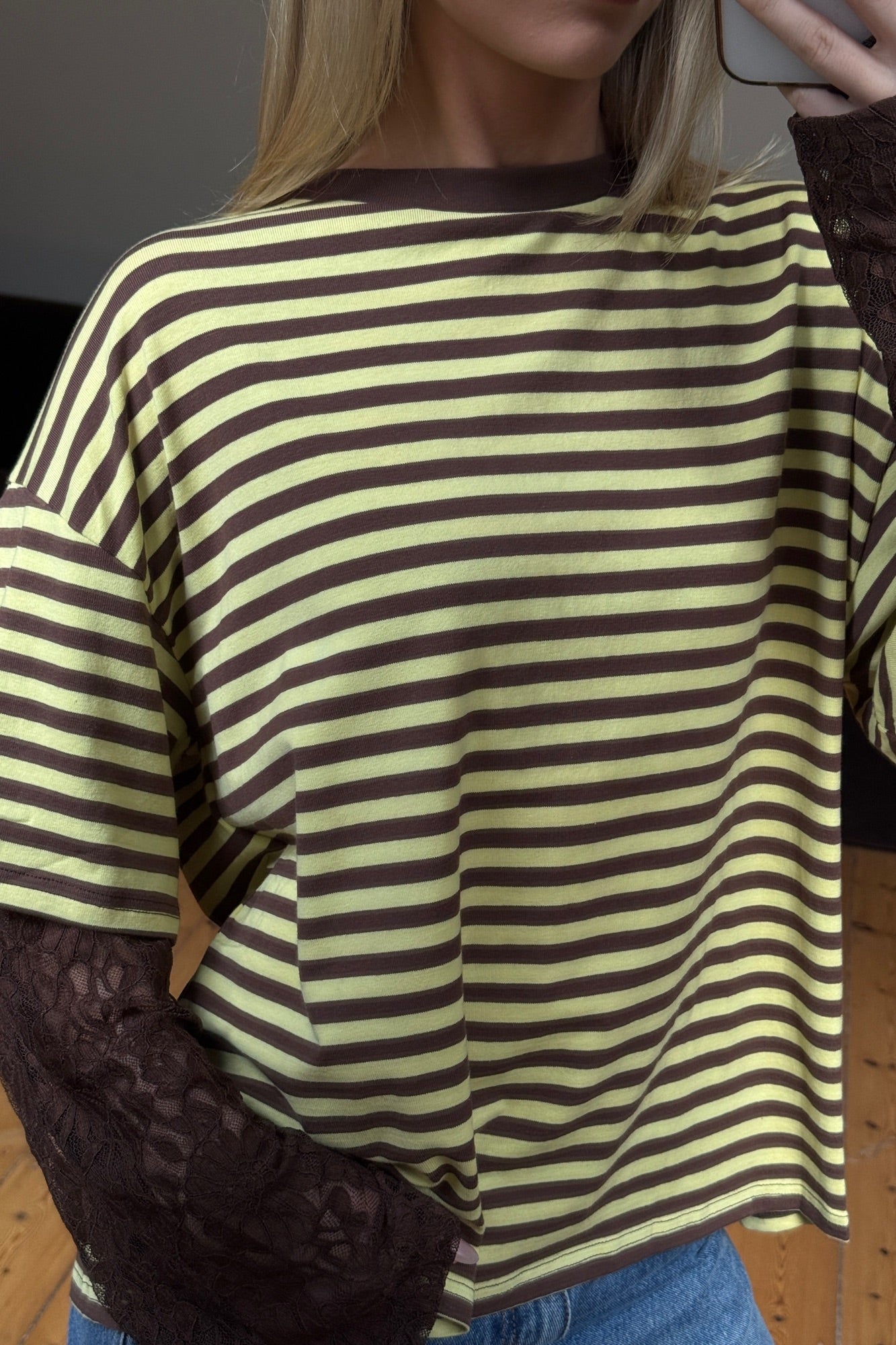 Rommy Lace Tee Honey Stripe