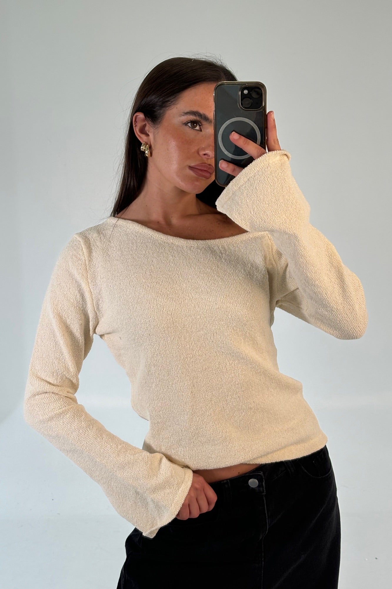 Hannah Long Sleeve Top Cream