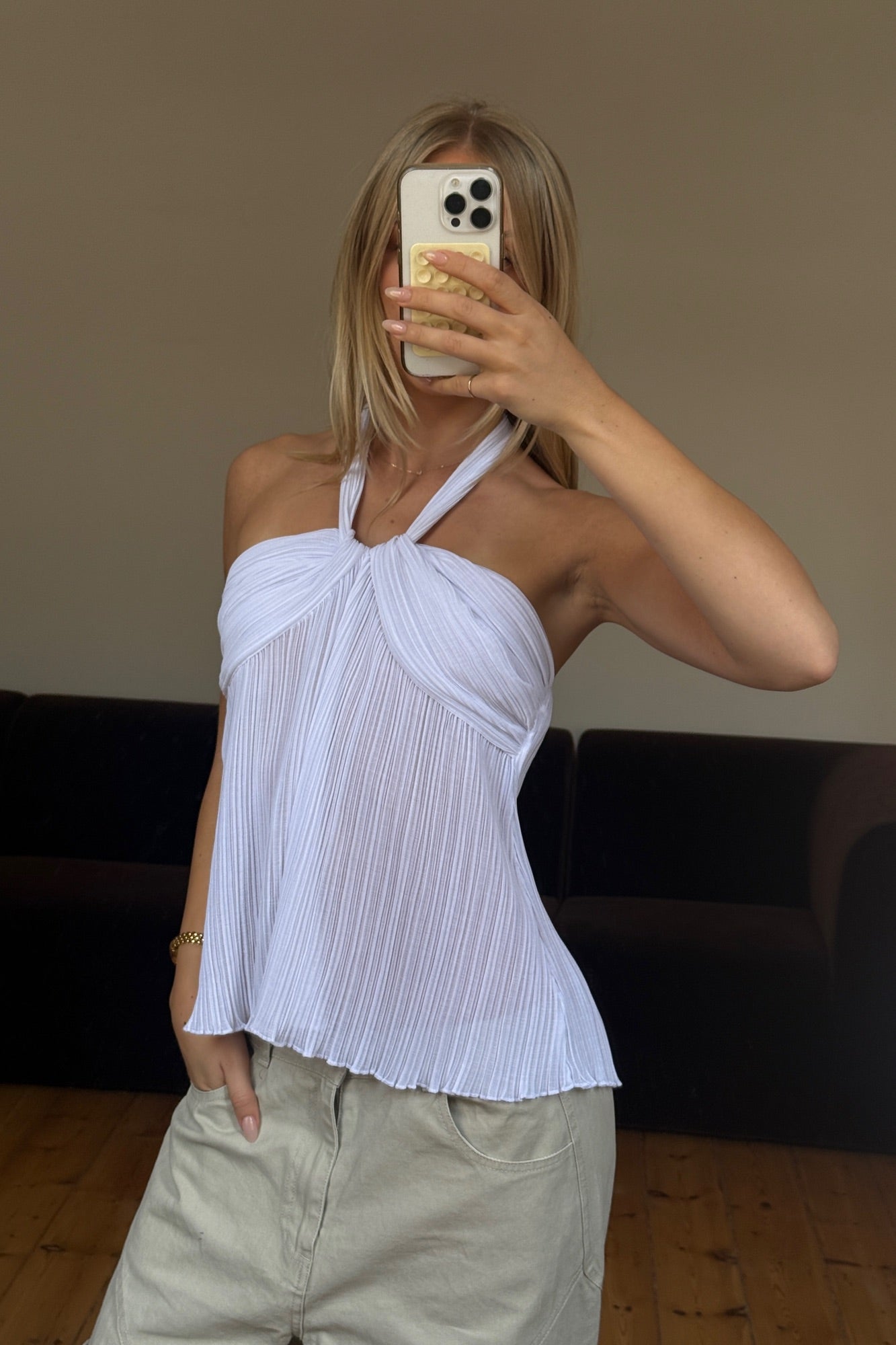 Maddison Halter Top White