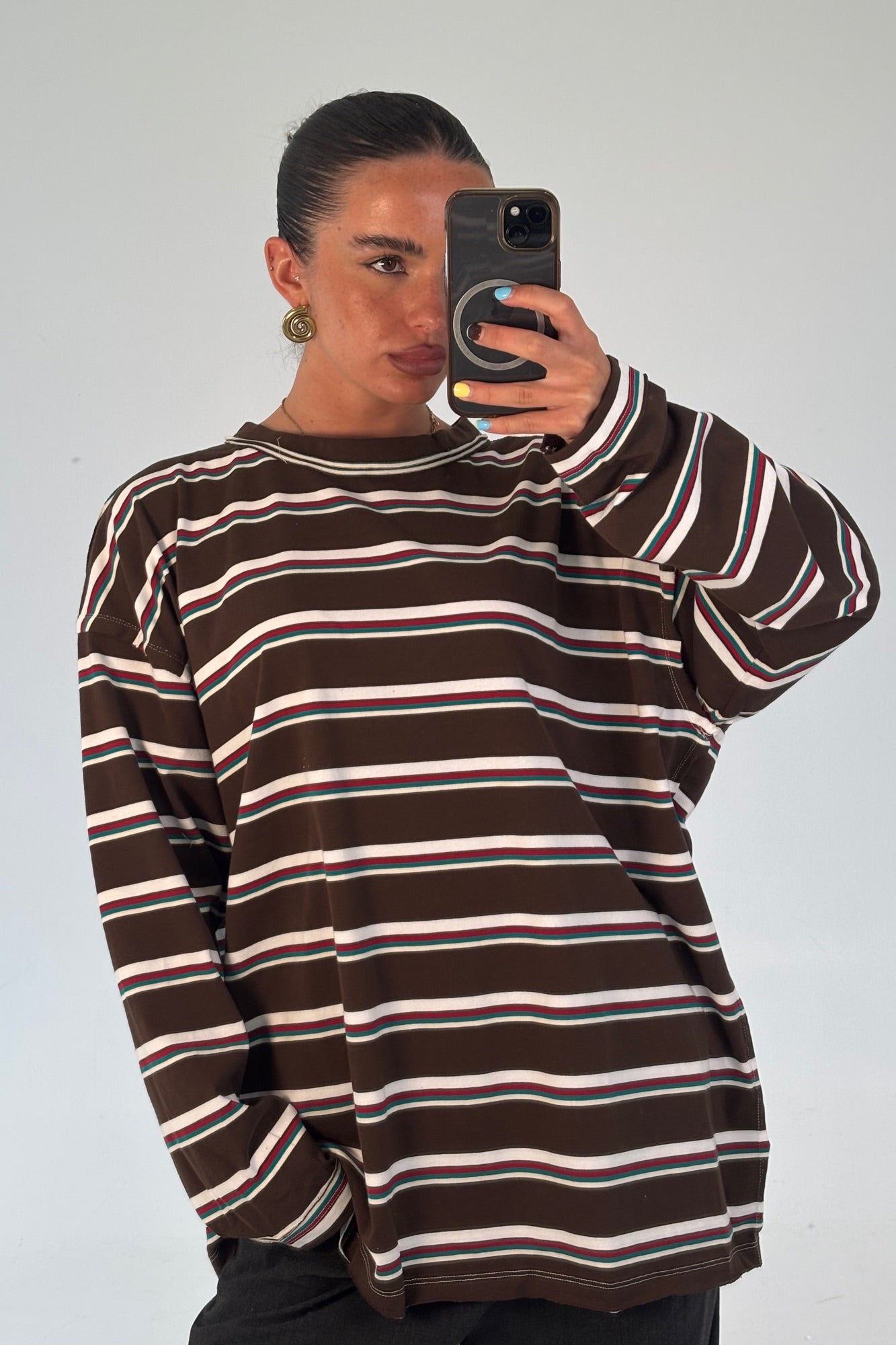 Horizon Long Sleeve Dark Chocolate Stripe