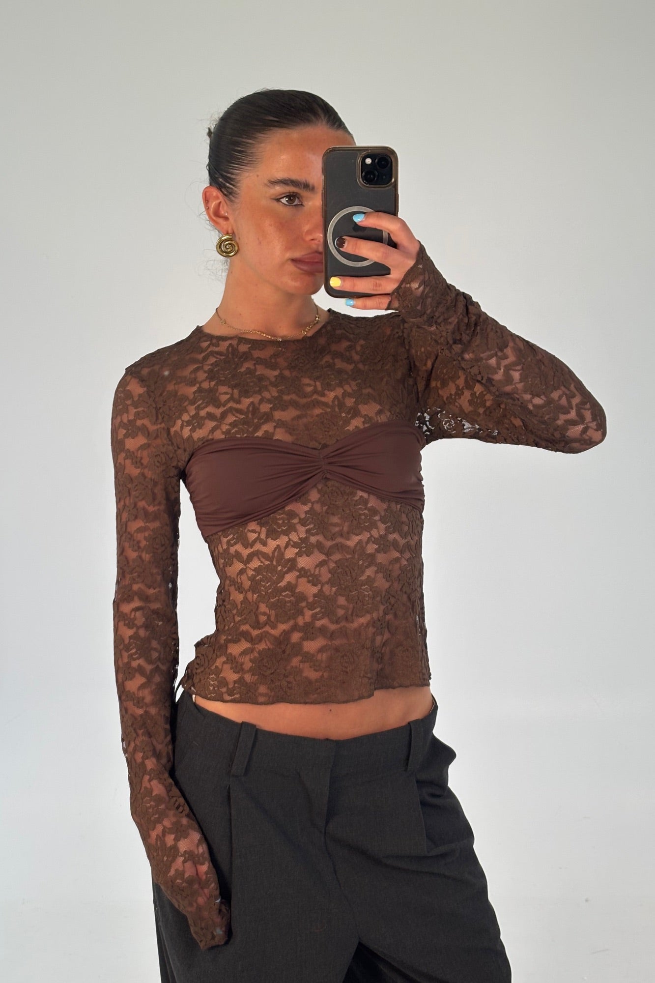 Midnight Long Sleeve Top Chocolate