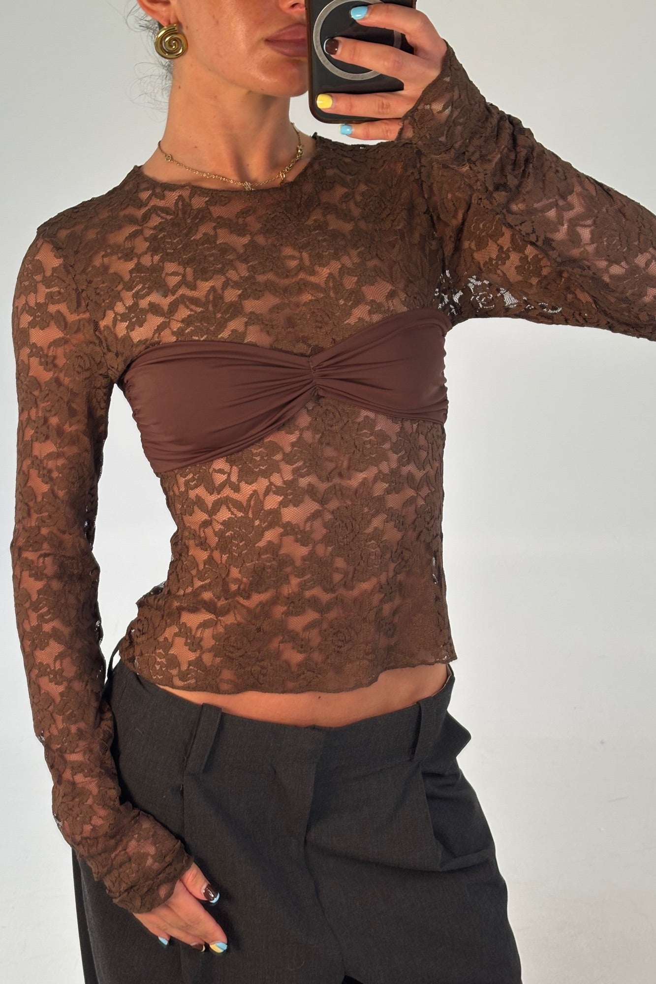 Midnight Long Sleeve Top Chocolate