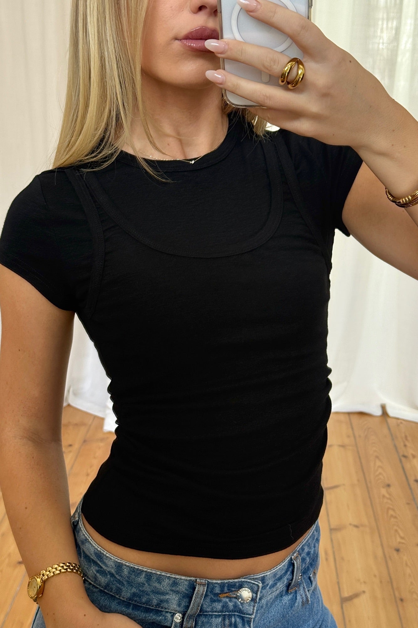 Tianna Layered Tee Black