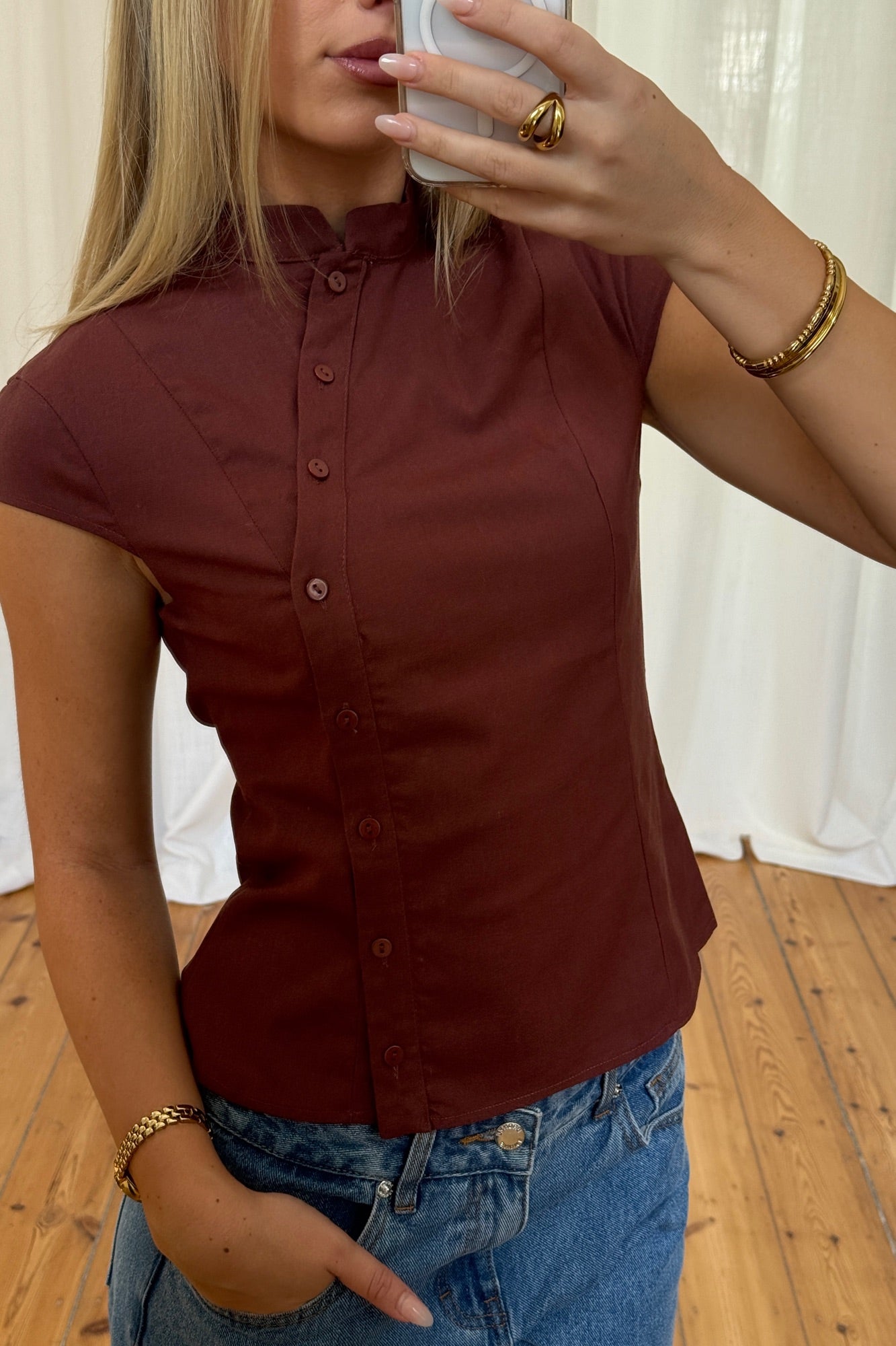 Renay Button Up Chocolate