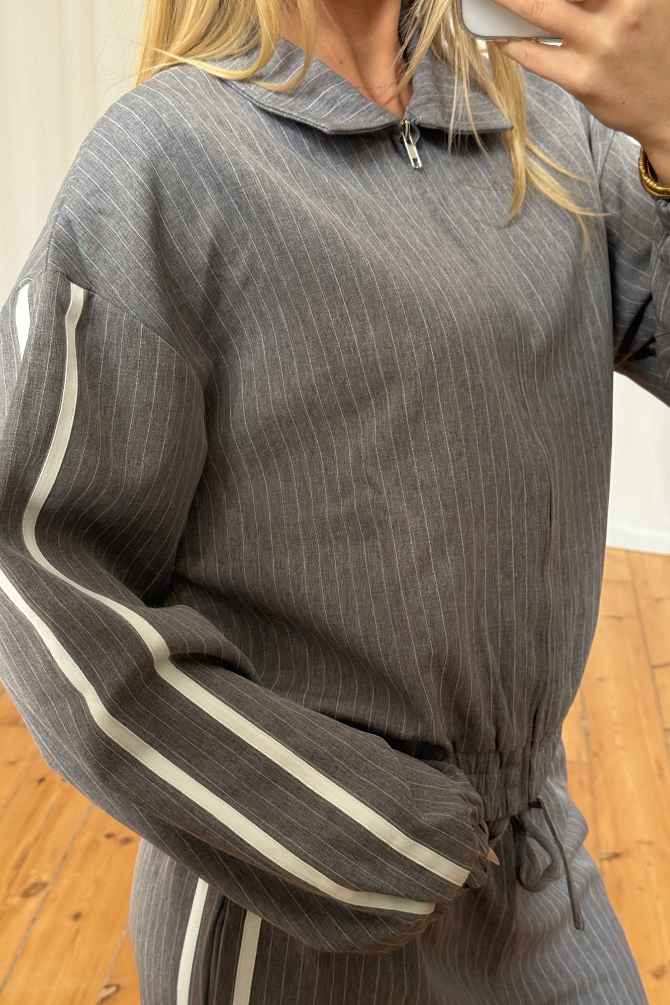 Ramona Pinstripe Bomber Grey