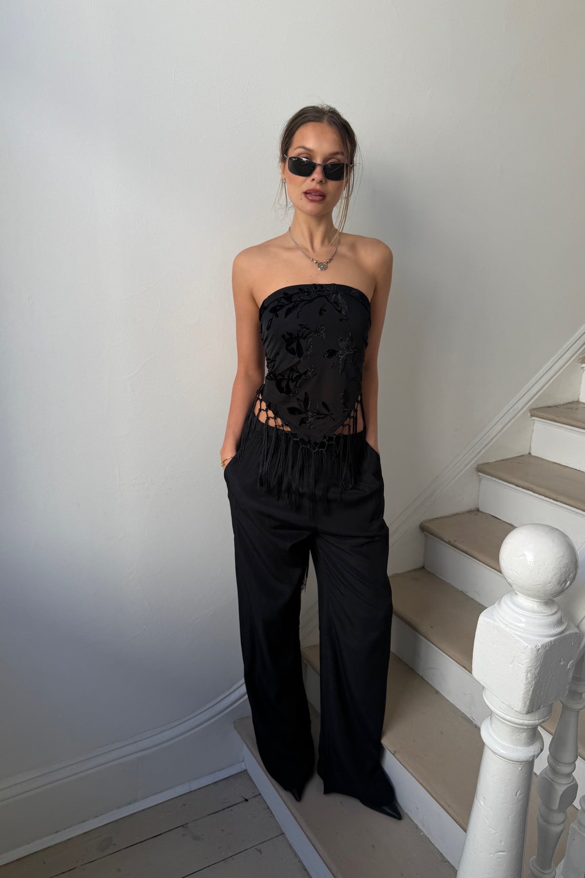 Olivera Fringe Scarf Set Black