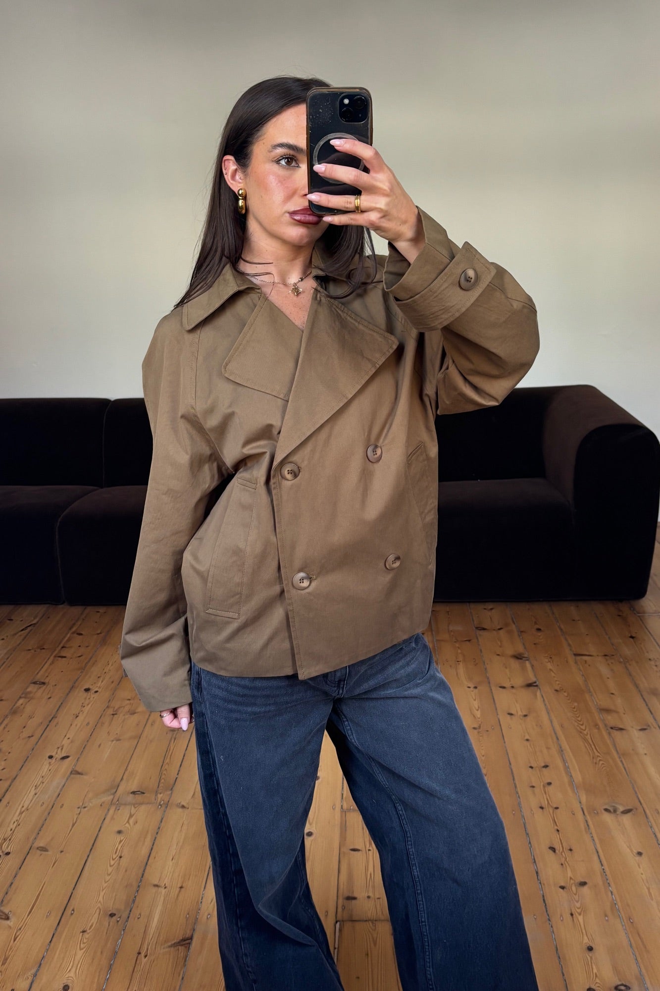 Moira Cropped Trench Khaki
