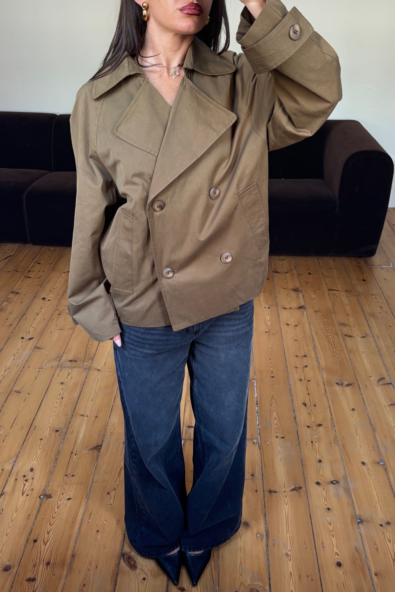 Moira Cropped Trench Khaki