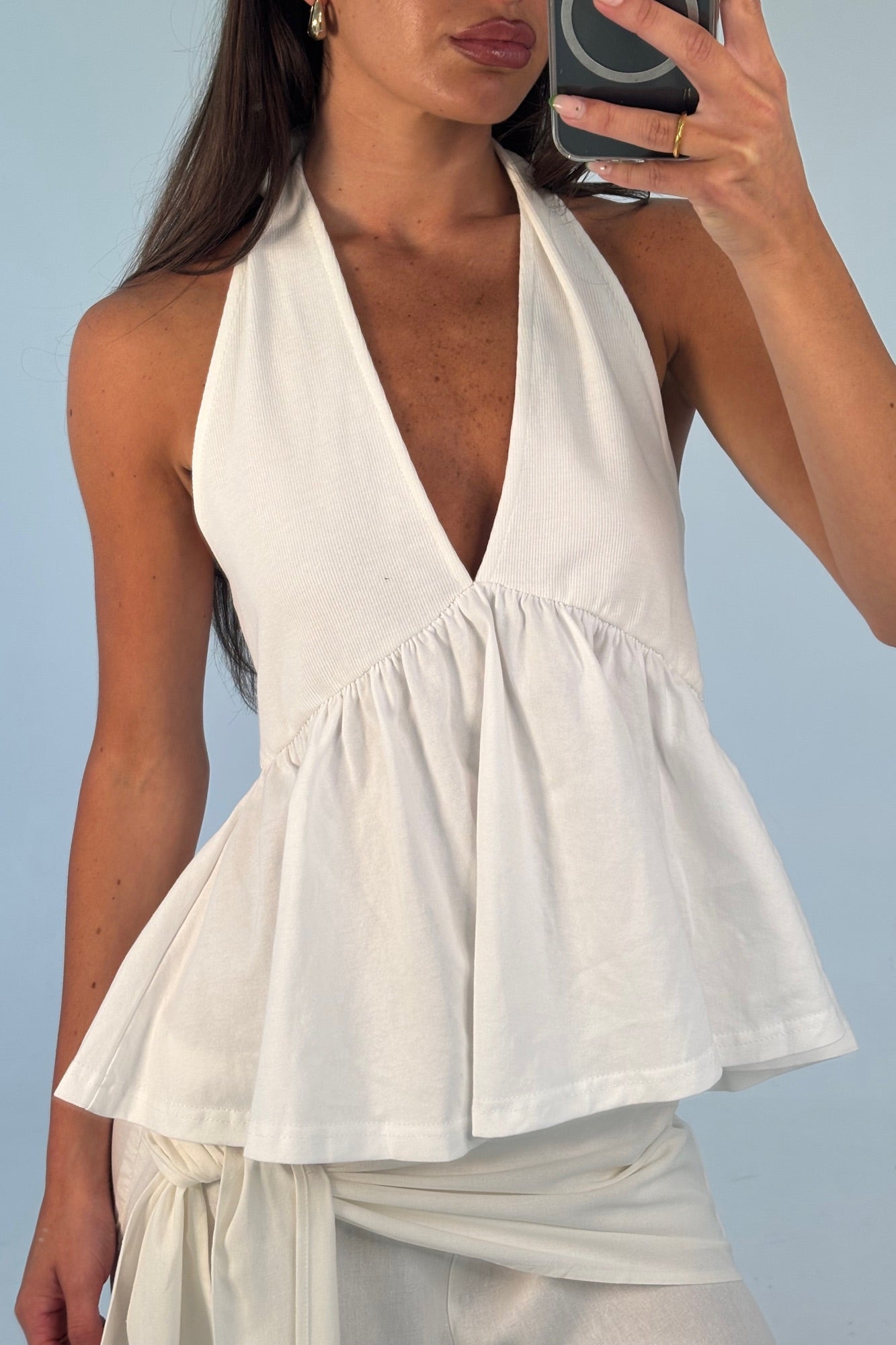 Saniya Halter Top White