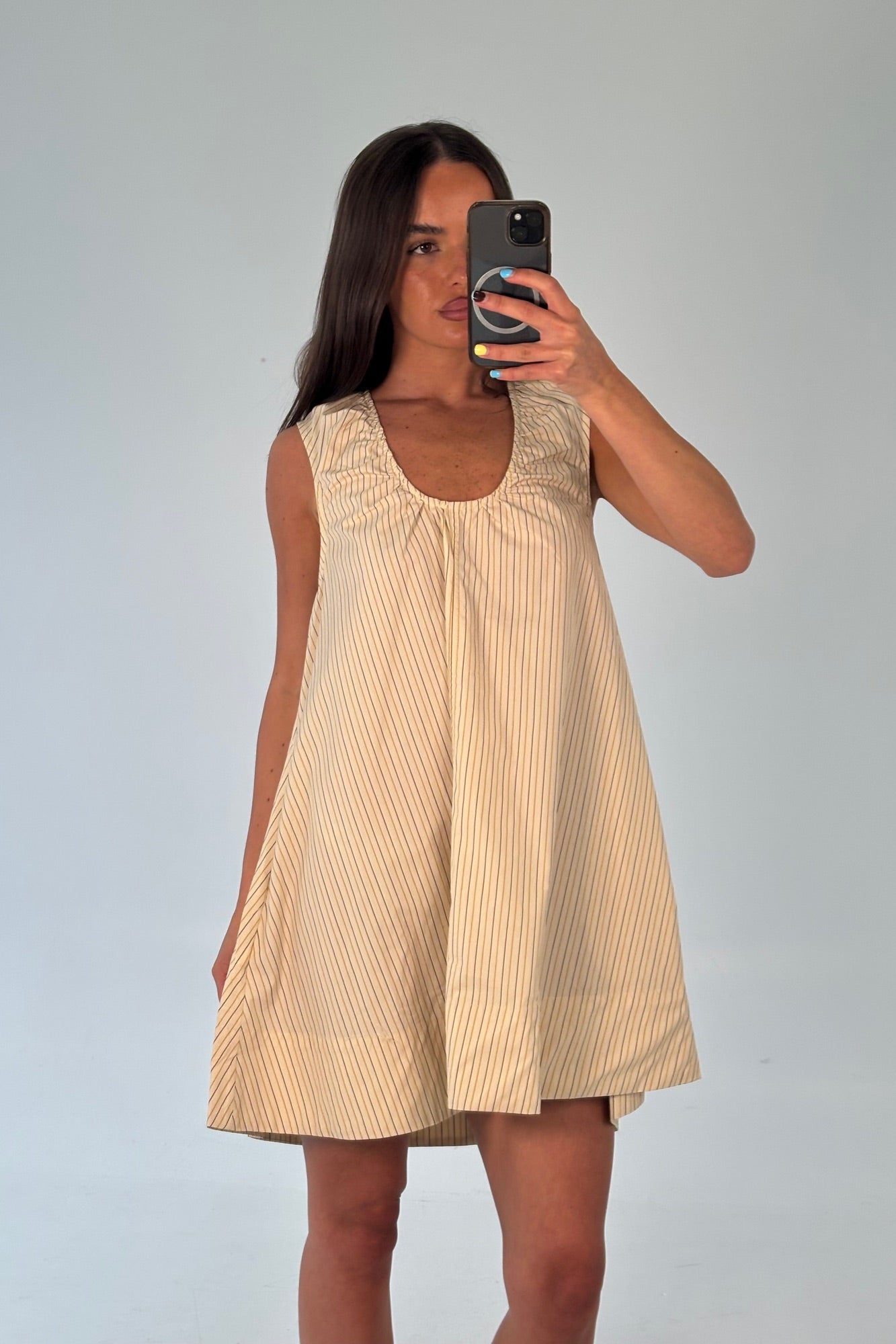 Sydney Mini Dress Beige Stripe