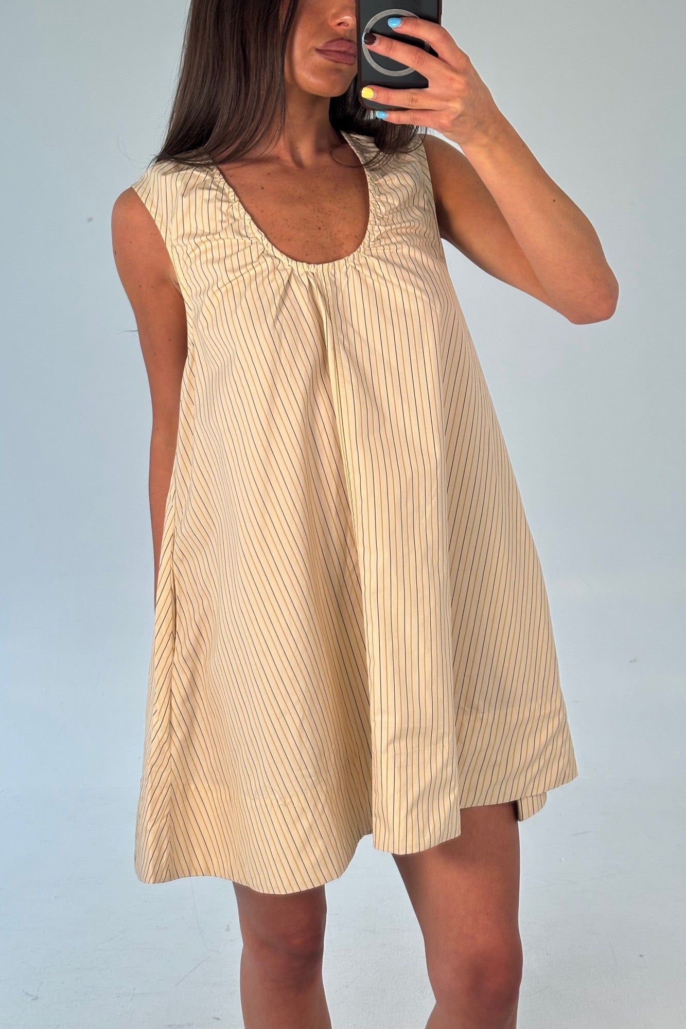 Sydney Mini Dress Beige Stripe
