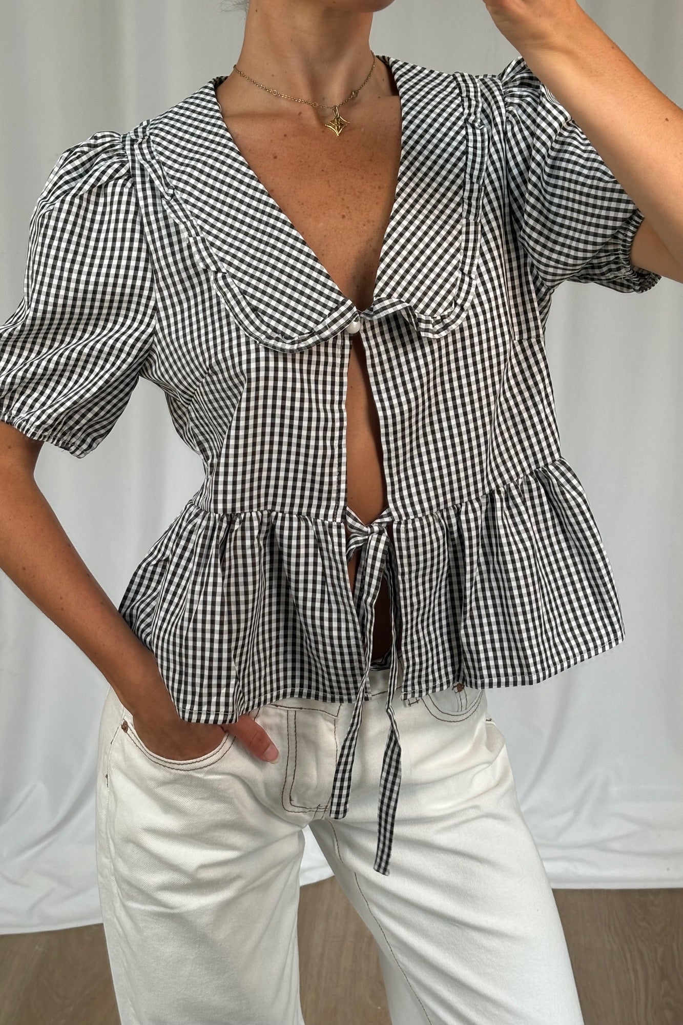 Sofia Gingham Top Black - FINAL SALE