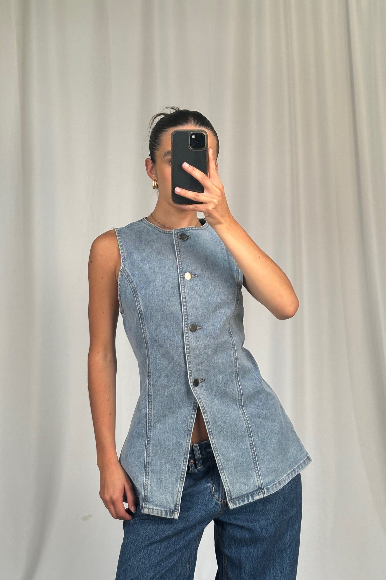 Imogen Denim Vest Light Wash - FINAL SALE
