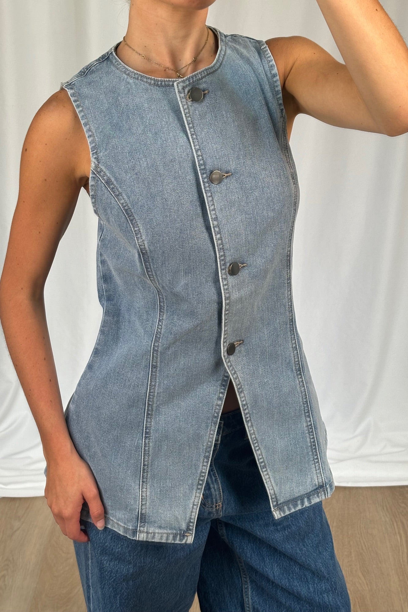 Imogen Denim Vest Light Wash - FINAL SALE