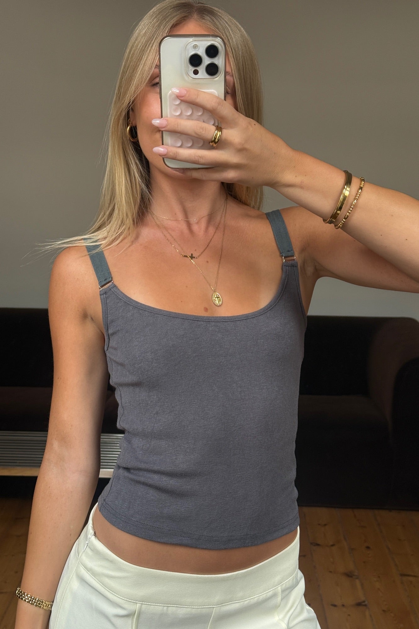 Hazel Singlet Charcoal