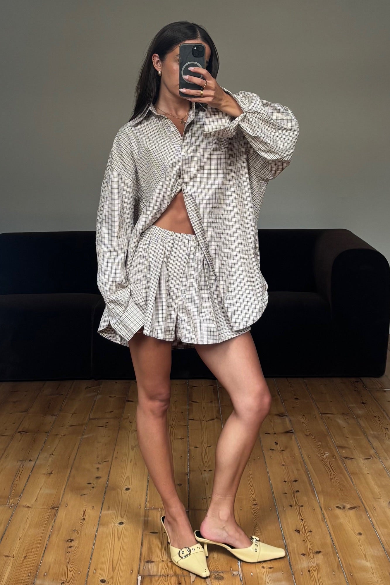 Emina Check Shirt Beige