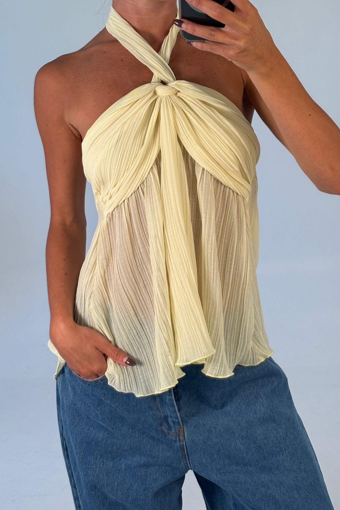 Maddison Halter Top Lemon